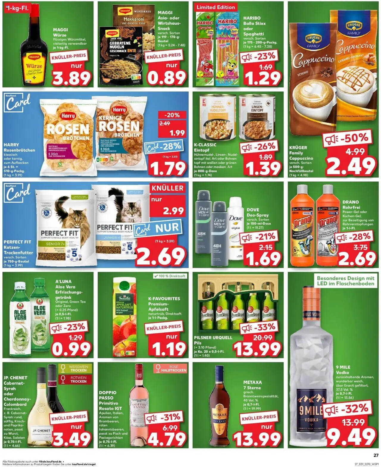 Kaufland prospekt Aschaffenburg	 - gültig ab dem 03.08.2025 | Seite: 2 | Produkte: Doppio passo primitivo, Metaxa, Pilsner urquell, Ente