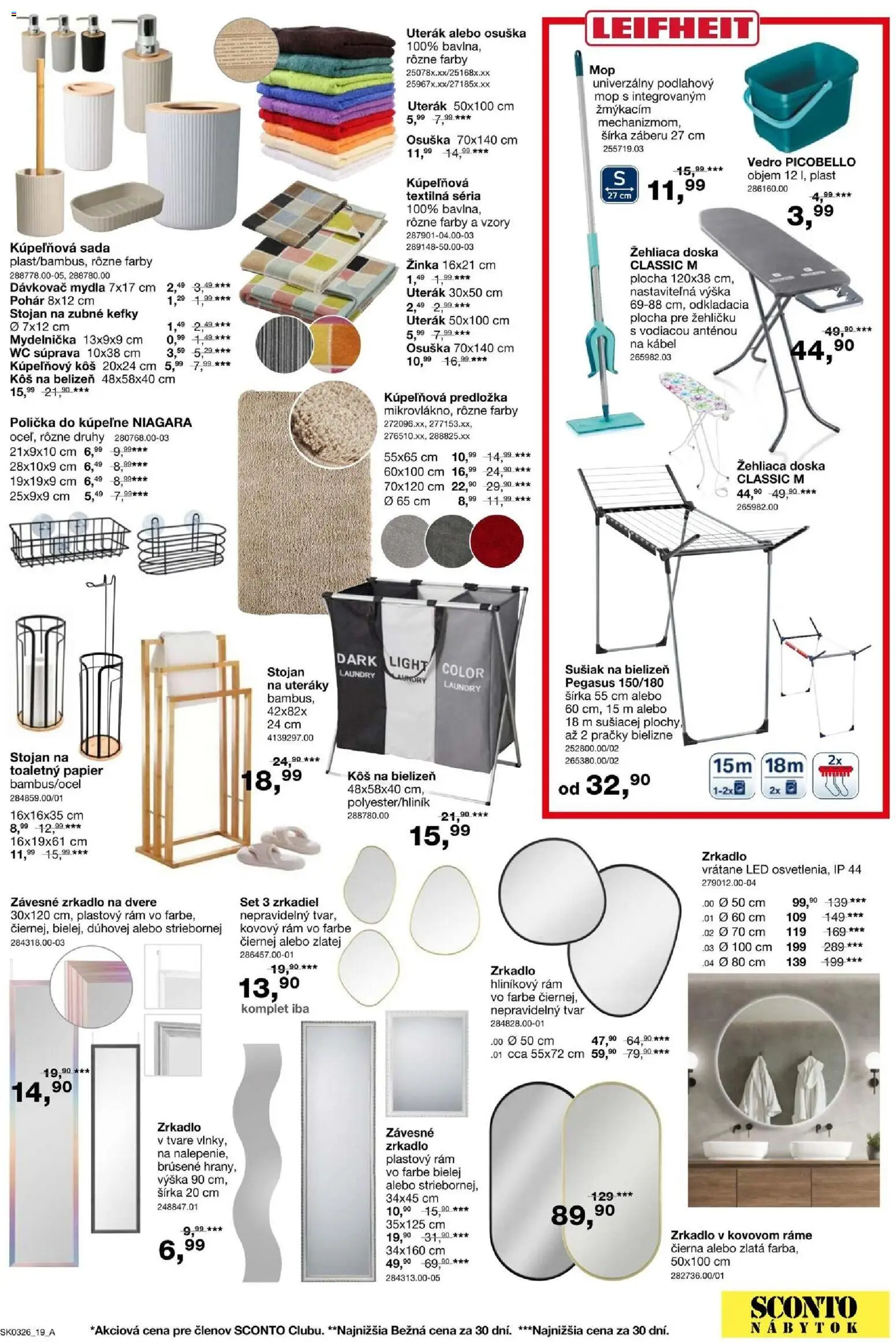 Nové Sconto nábytok akcie – leták je platný od 11.02.2026 | Strana: 19 | Produkty: Nábytok, Zrkadlo, Kôš na bielizeň, Práčky