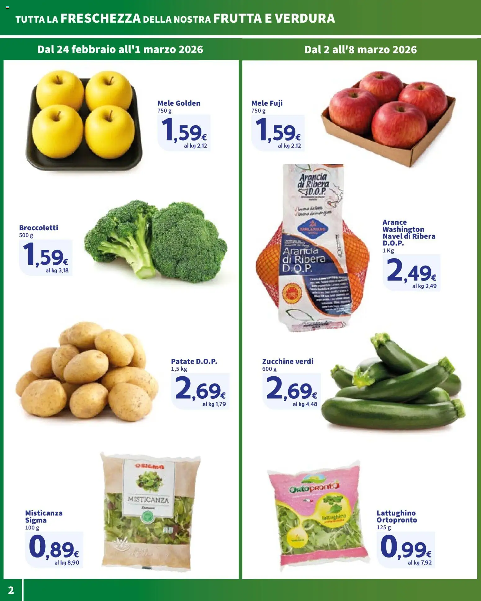 Volantino SIGMA del 24.02.2026 | Pagina: 2 | Prodotti: Mele, Patate, Broccoletti, Zucchine