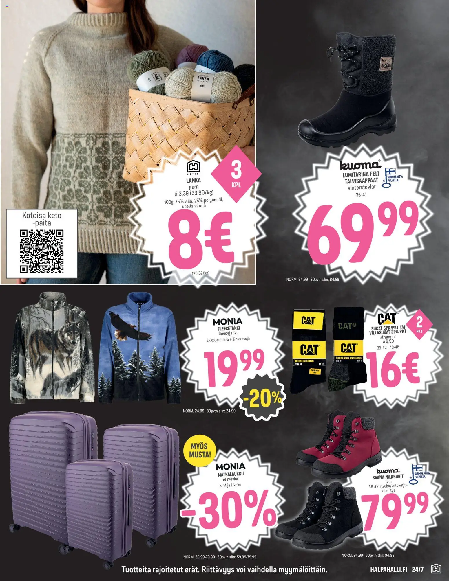 Halpa Halli - Black Friday – voimassa 25.11.2025 alkaen | Sivu: 15 | Tuotteet: Nilkkurit, Voi, Sukat, Matkalaukku