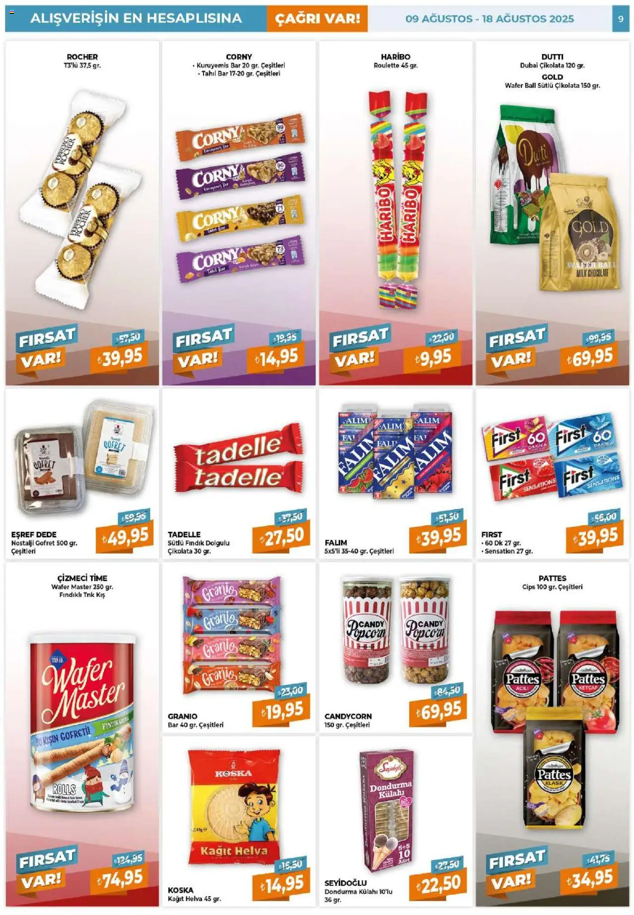 Çağrı Market Katalog - 09.08.2025 tarihinden itibaren geçerlidir | Sayfa: 9 | Ürünler: Cips, Fındık, Dondurma, Tahıl