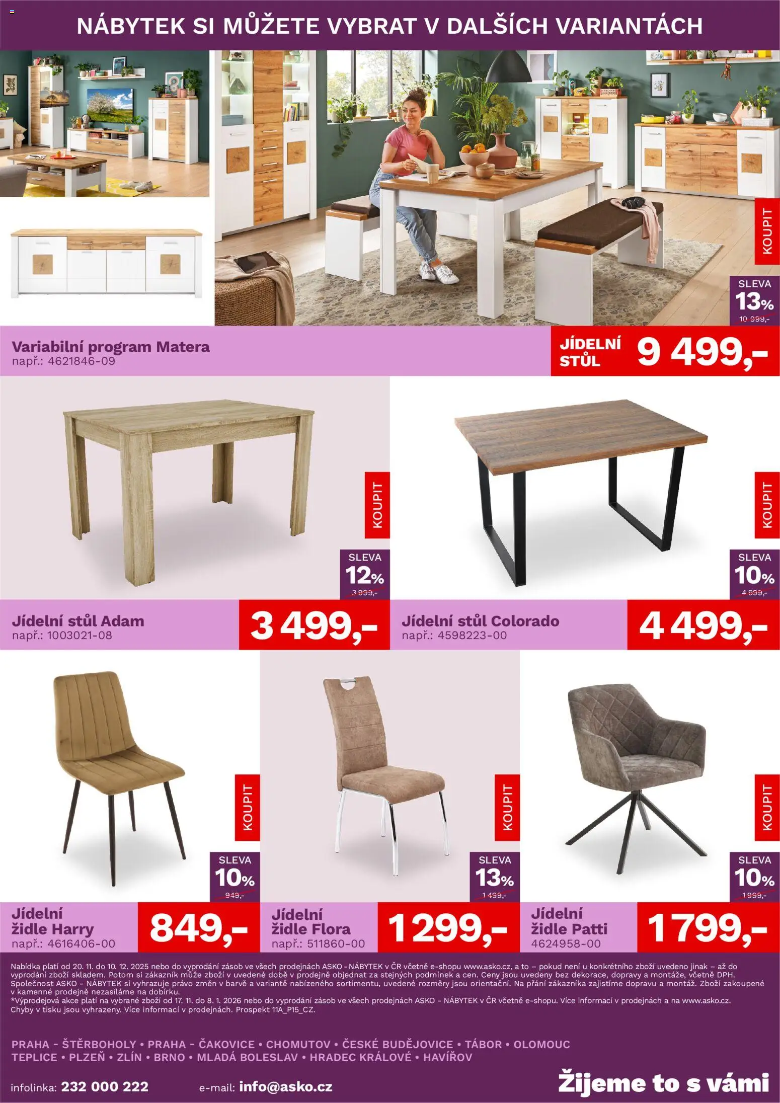 ASKO nábytek leták od 20.11.2025 | Strana: 4 | Produkty: Nábytek, Stůl, Židle, Flora