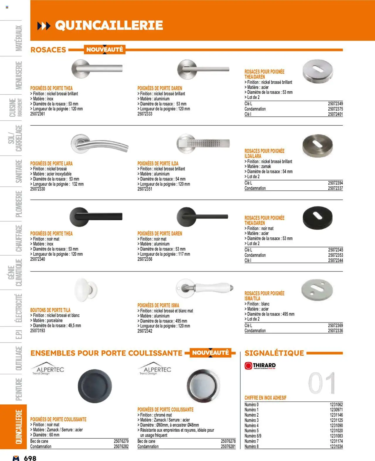  | Page: 698 | Produits: Clé, Brosse, Poignées, Porcelaine