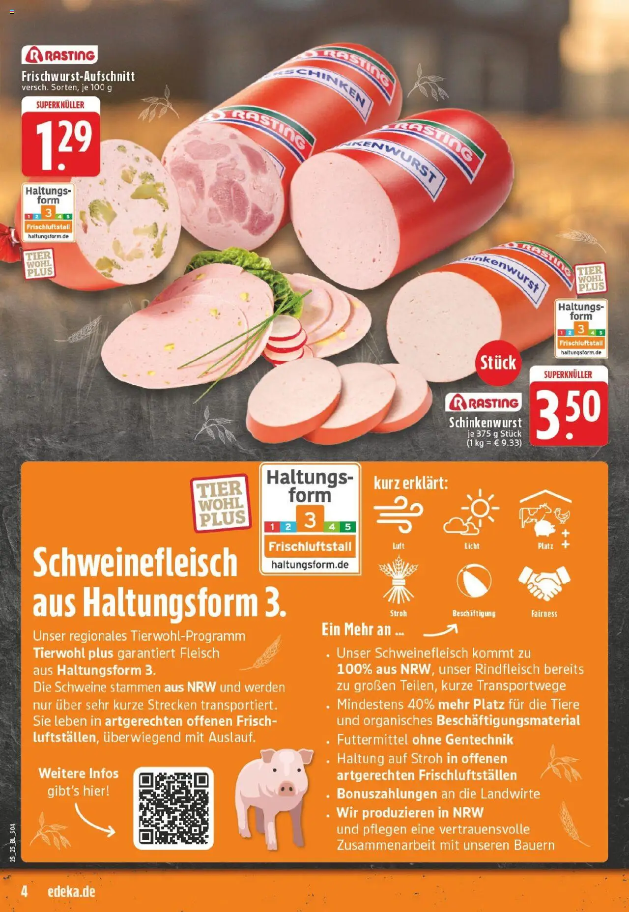 Edeka prospekt Ostbevern	 - gültig ab dem 15.06.2025 | Seite: 4 | Produkte: Schinken, Schweinefleisch, Rindfleisch, Fleisch
