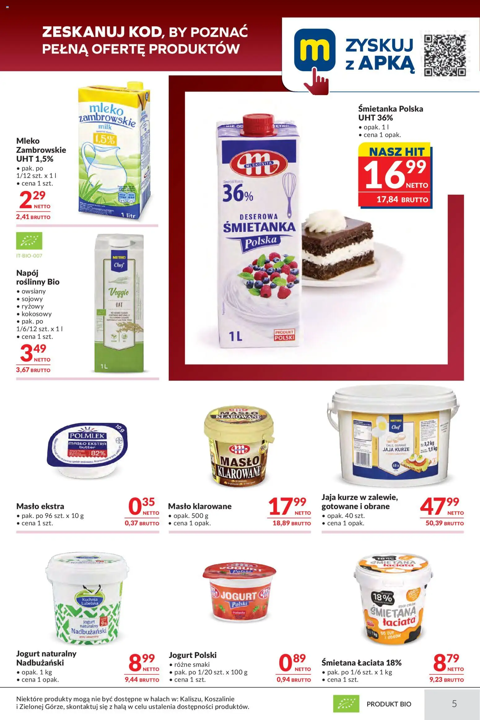 Makro gazetka - Oferta dla gastronomii od 14.04.2026 | Strona: 5 | Produkty: Masło klarowane, Jogurt naturalny, Jogurt, Śmietana