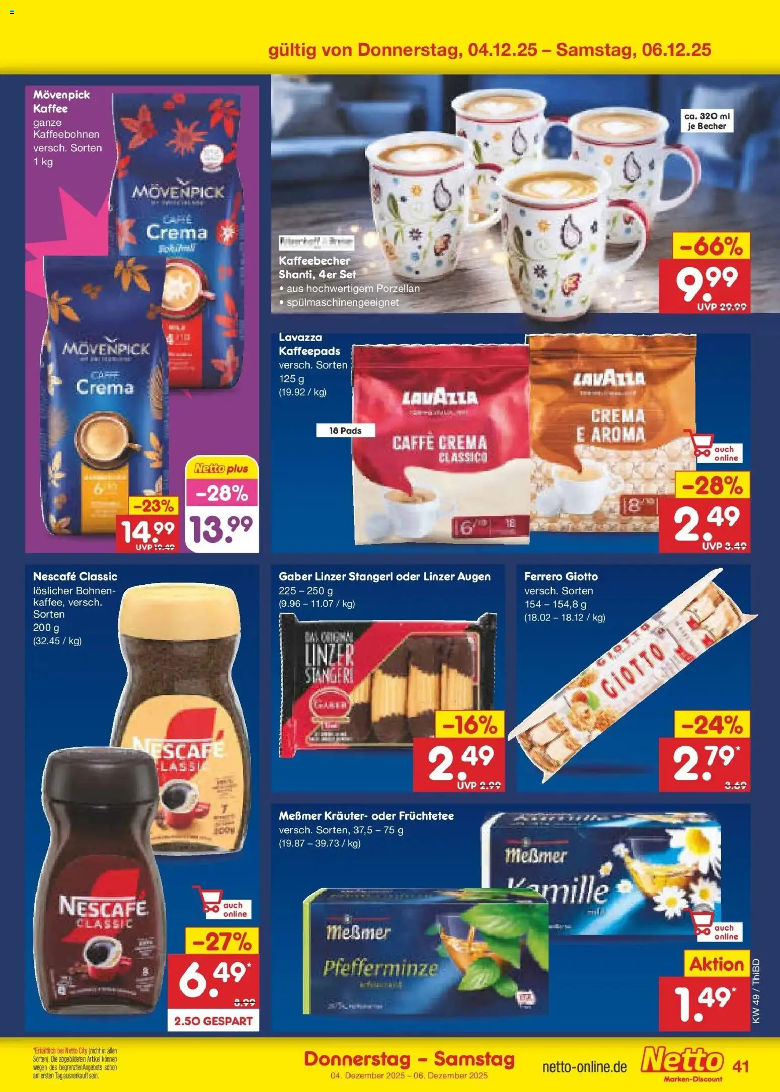 Netto Marken-Discount prospekt Dresden-Seidnitz	 – gültig ab 01.12.2025 | Seite: 43 | Produkte: Lavazza, Kaffee, Messmer, Movenpick kaffee