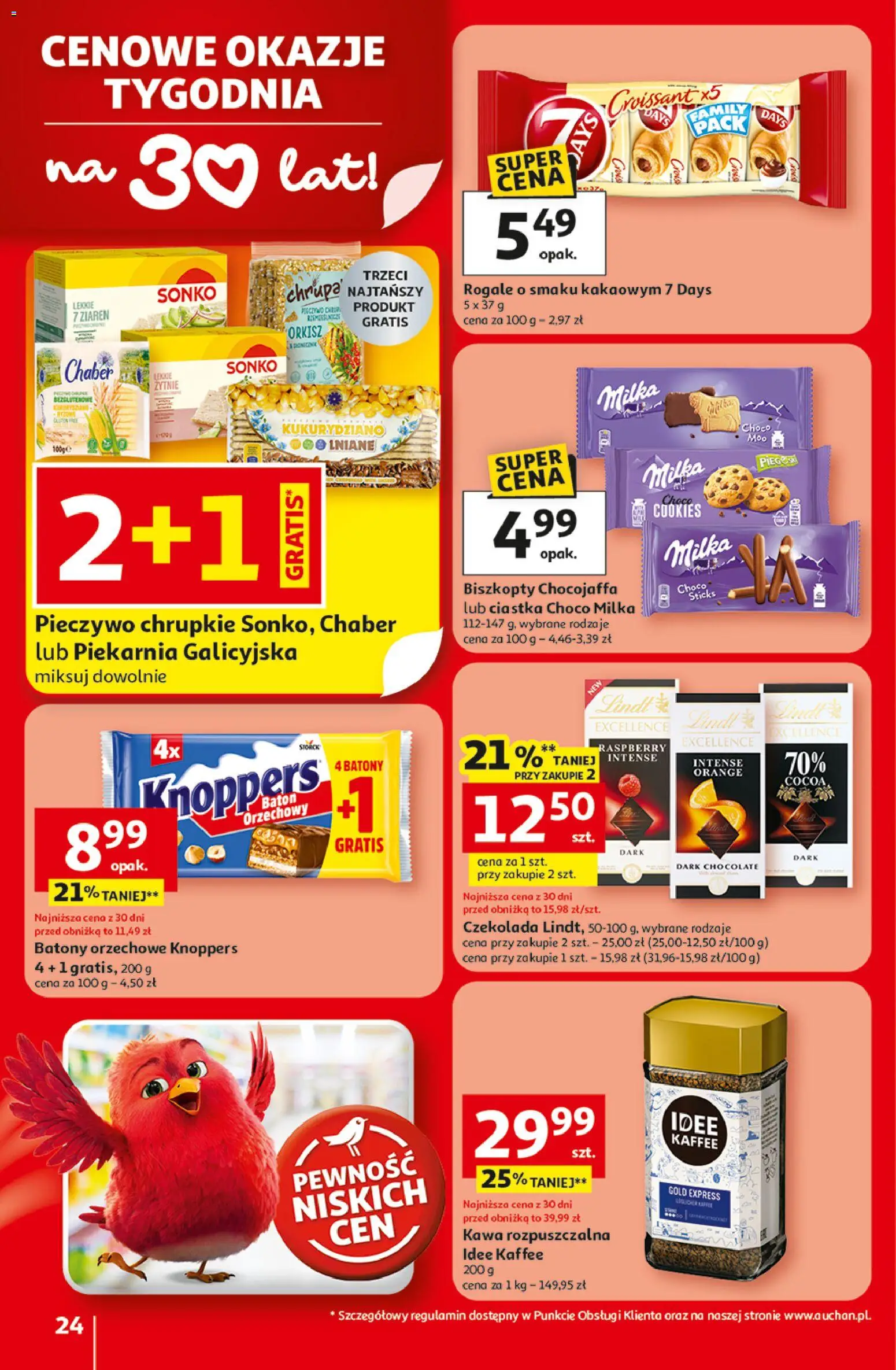 Auchan Gazetka - 30 Lat Hipermarket od 19.02.2026 | Strona: 24 | Produkty: Pieczywo, Piekarnia, Kawa, Czekolada