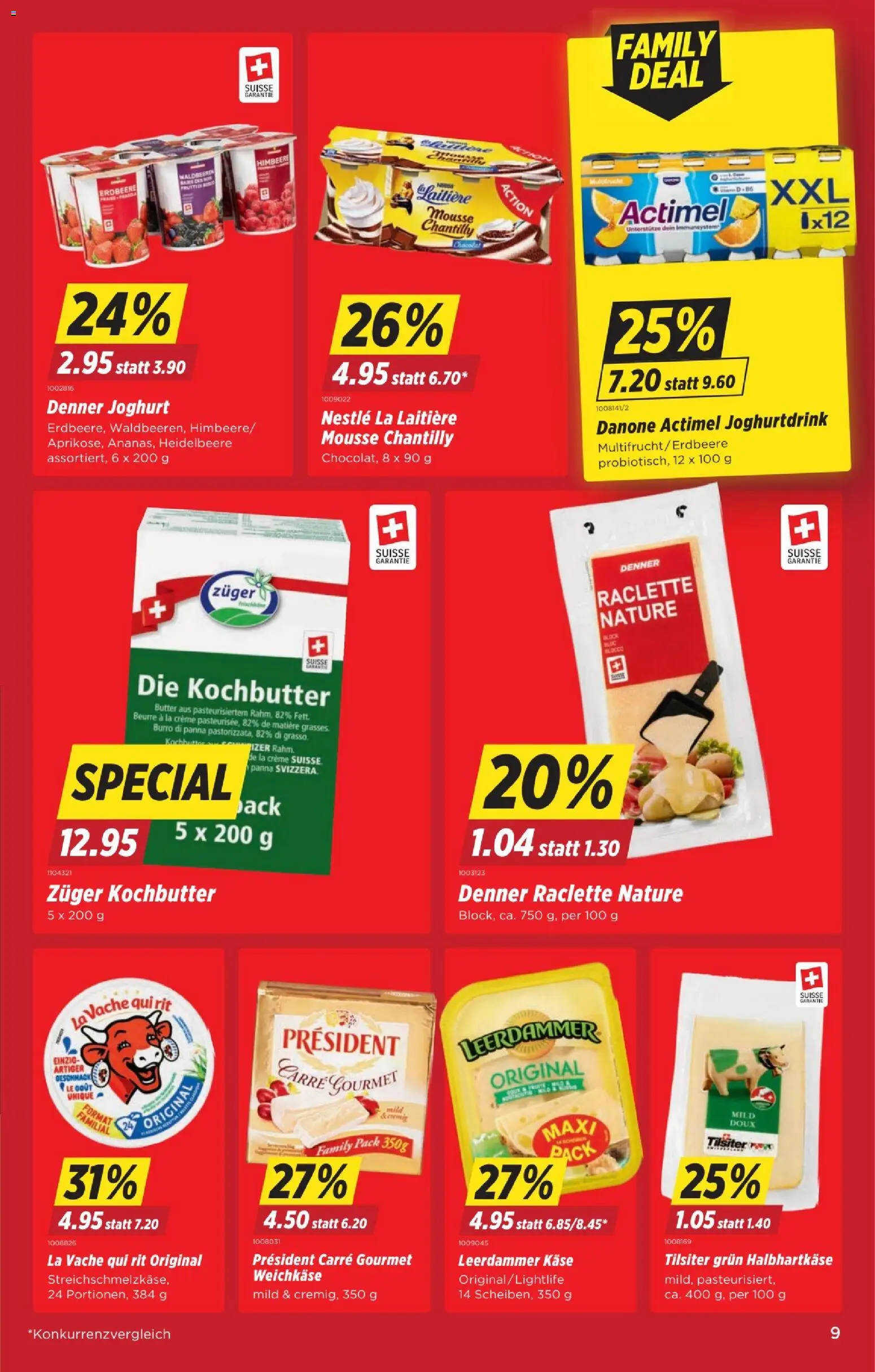 Denner Aktionen – gültig ab 30.12.2025 | Seite: 9 | Produkte: Actimel, Butter, Himbeere, Raclette