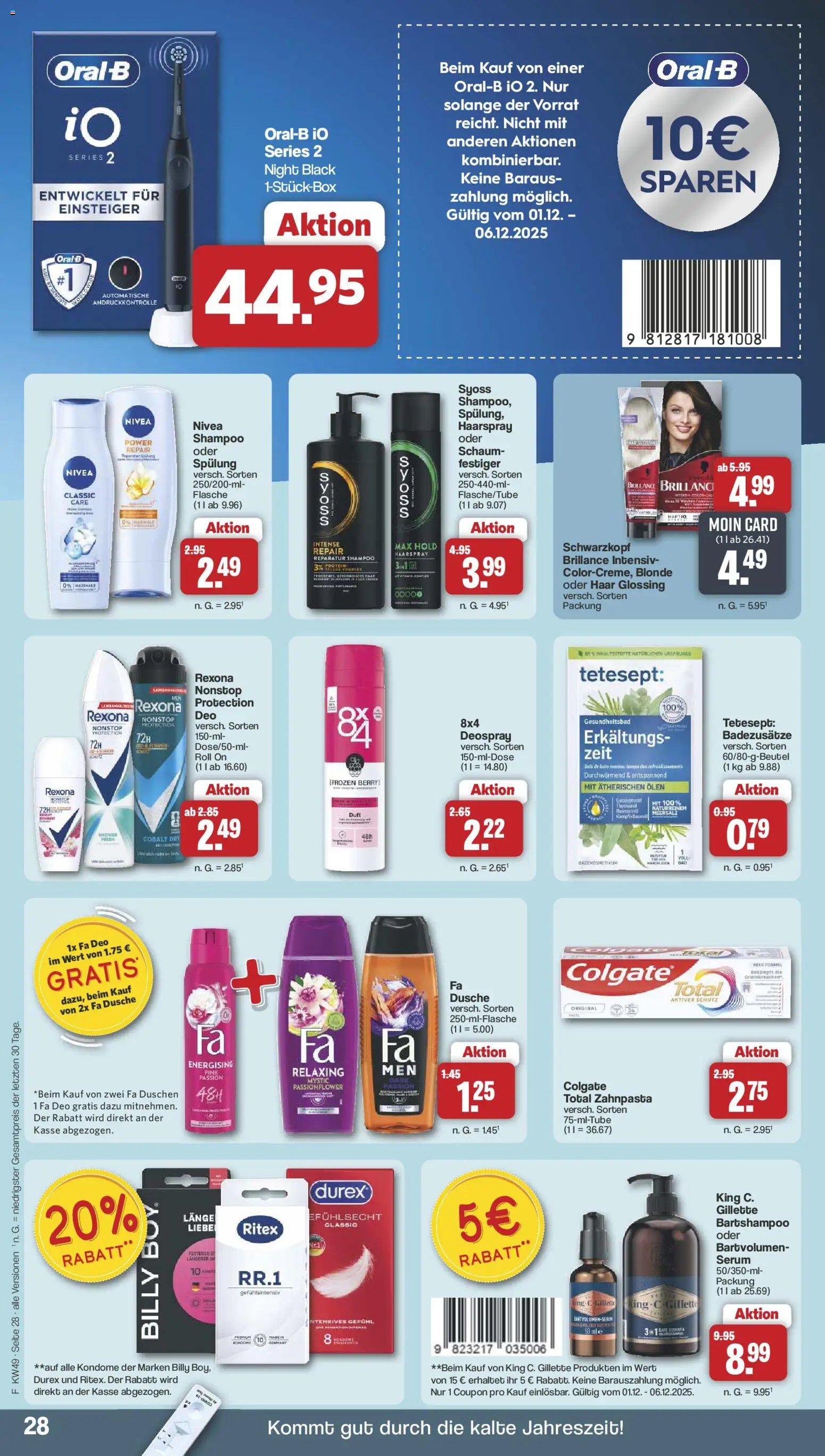 Famila Nordwest Prospekt 	 – gültig ab 01.12.2025 | Seite: 28 | Produkte: Dusche, Spülung, Haarspray, Zahnpasta