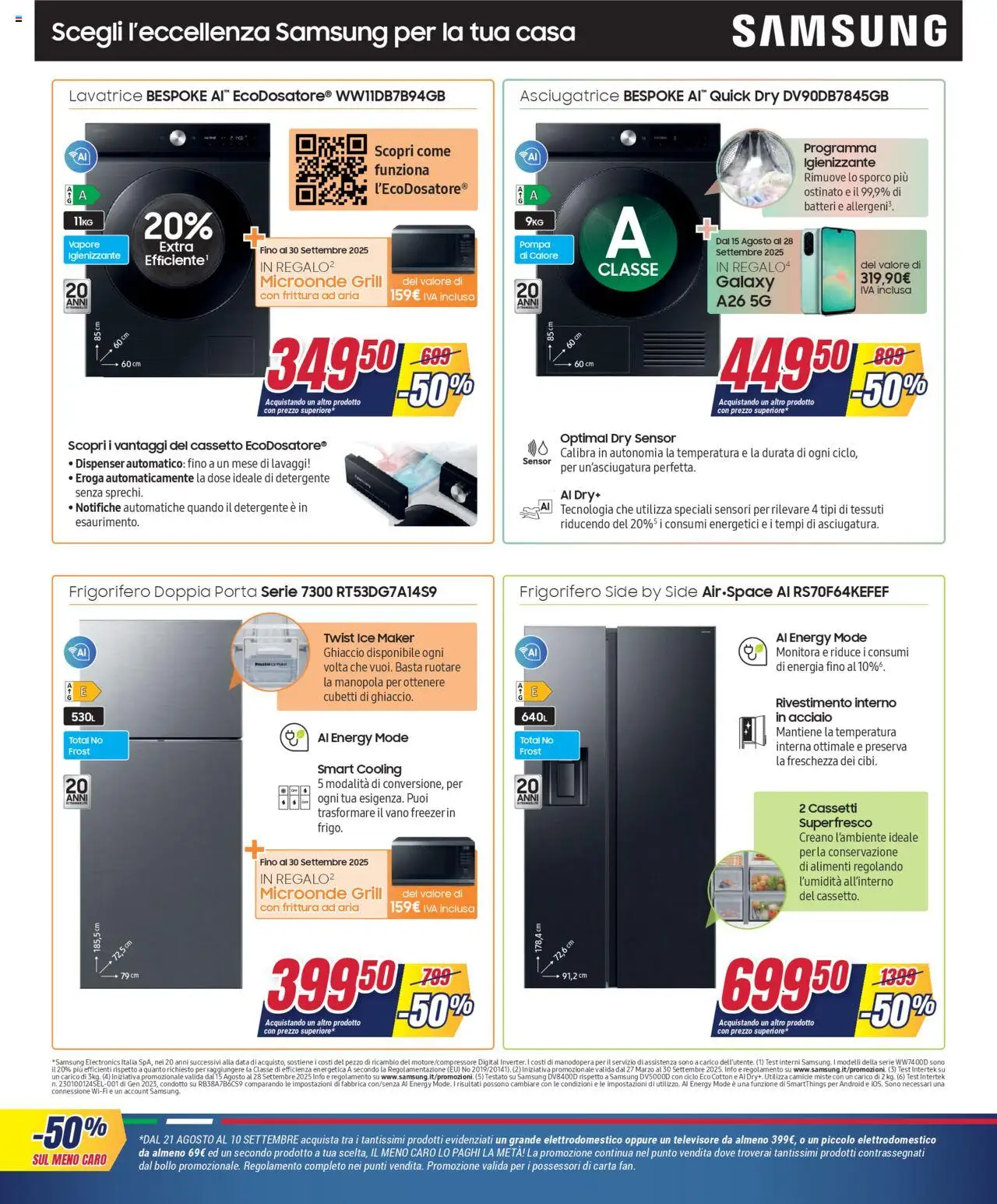 Volantino Trony del 21.08.2025 | Pagina: 23 | Prodotti: Microonde, Asciugatrice, Data, Samsung