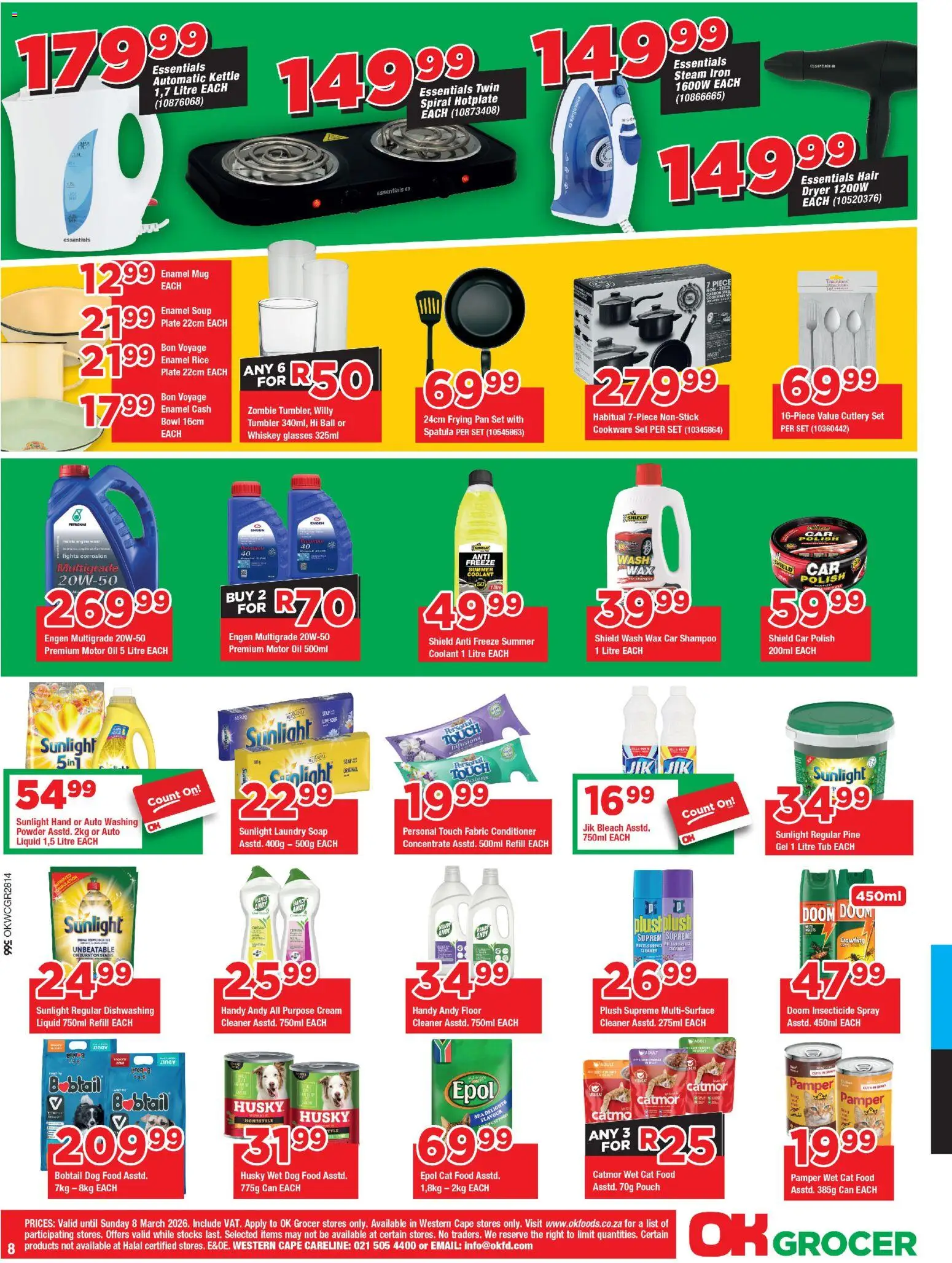 New OK Foods catalogue – valid from 25.02.2026 | Page: 8 | Products: Glasses, Shampoo, Conditioner, Soup