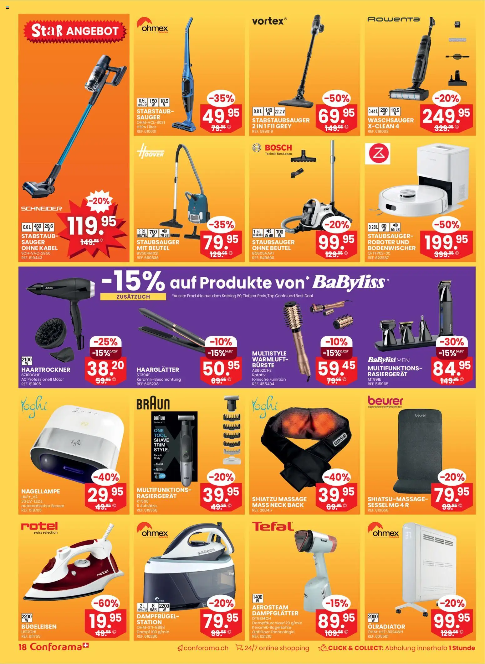 Conforama Aktionen Super Sale – gültig ab 17.12.2025 | Seite: 18 | Produkte: Roboter, Haartrockner, Haarglätter, Bürste