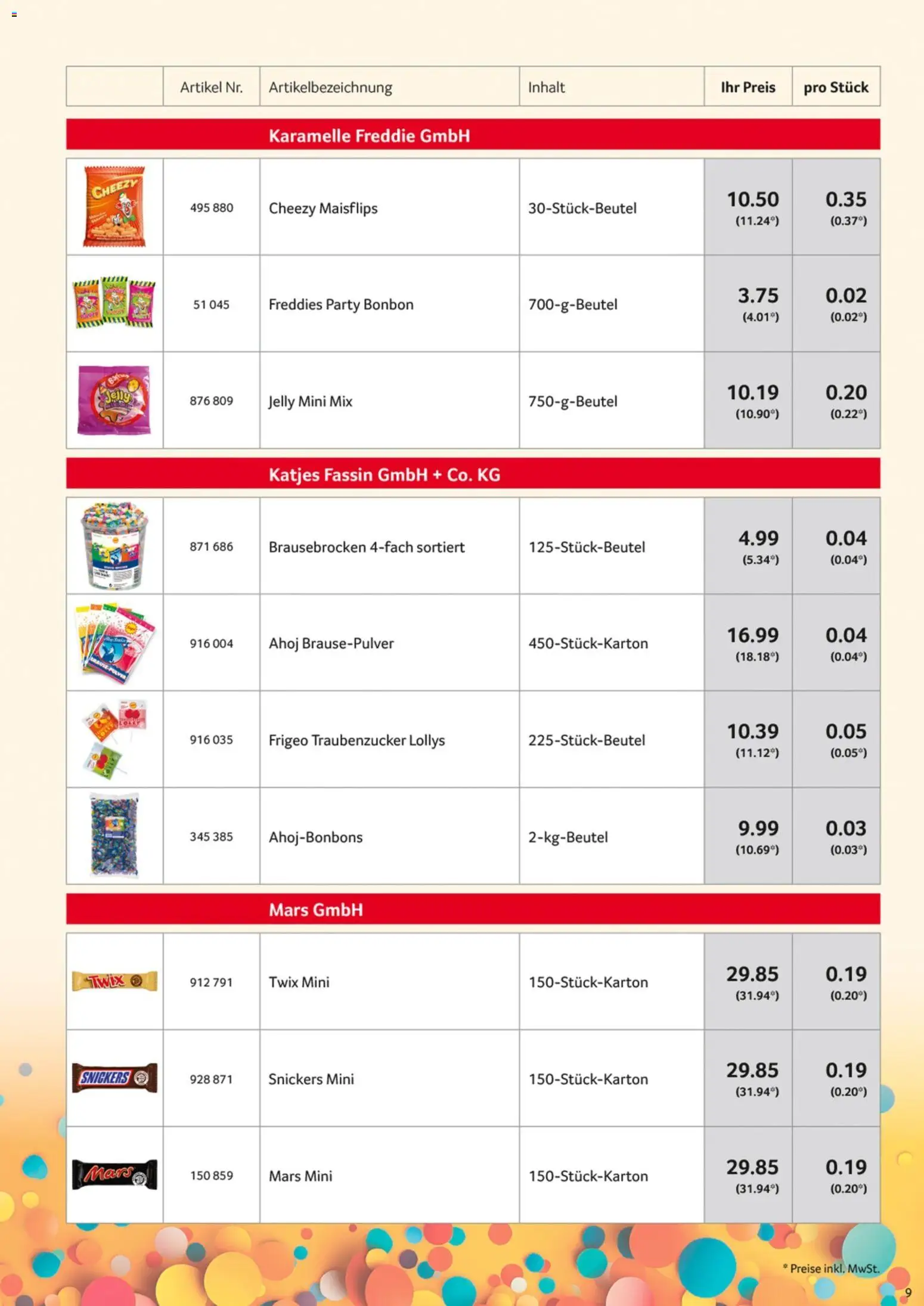 Selgros Karnevalssortiment – gültig ab 01.11.2025 | Seite: 9 | Produkte: Katjes, Snickers, Mars, Twix