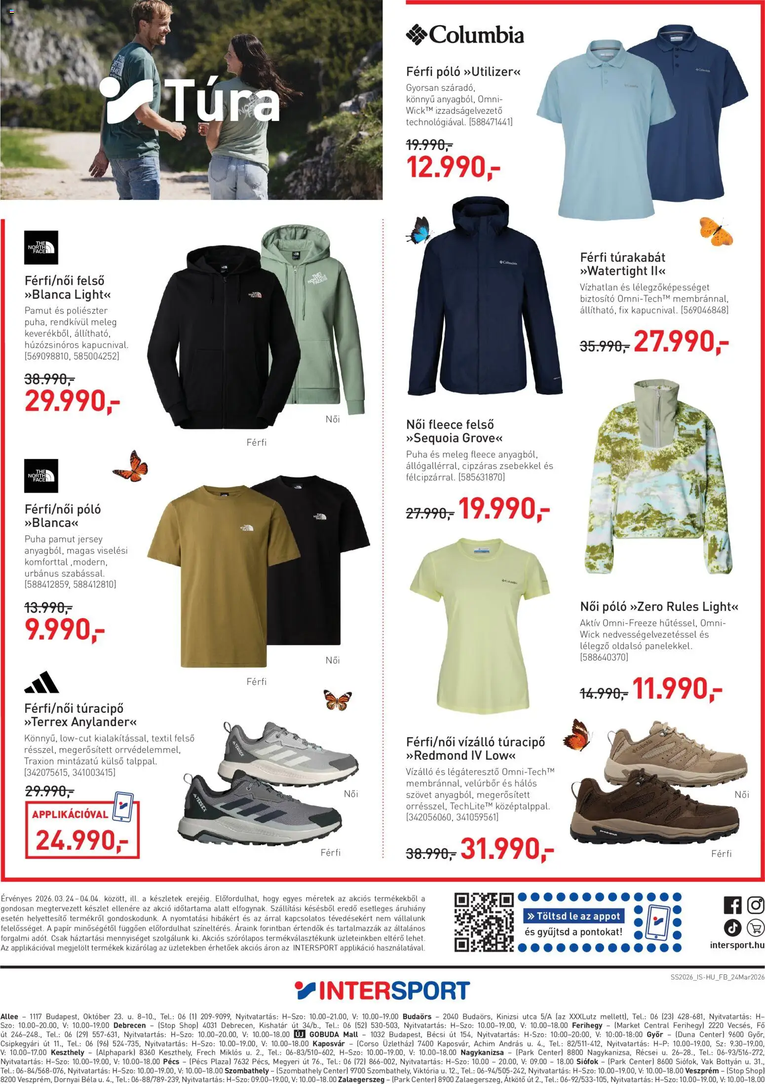 Intersport akciós ujság - amely érvényes a következő dátumtól: 24.03.2026 | Oldal: 8 | Termékek: Túracipő, Túrakabát, Női póló