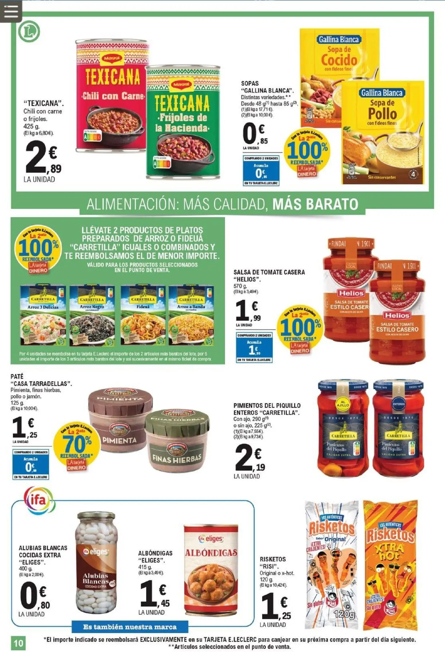 E.Leclerc folleto │ válido desde el 25.02.2026 | Página: 10 | Productos: Aceite, Fideos, Salsa de tomate, Κλειδαριά της πόρτας