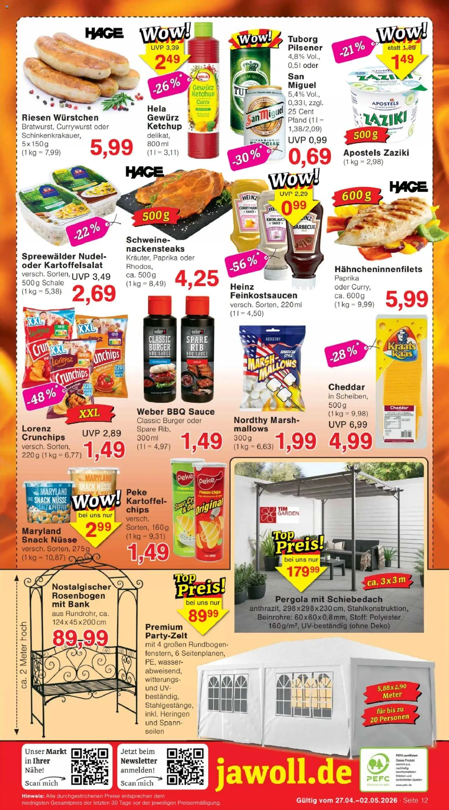 Jawoll Prospekt – gültig ab 27.04.2026 | Seite: 16 | Produkte: Burger, Wasser, Pfeffer, Lorenz crunchips