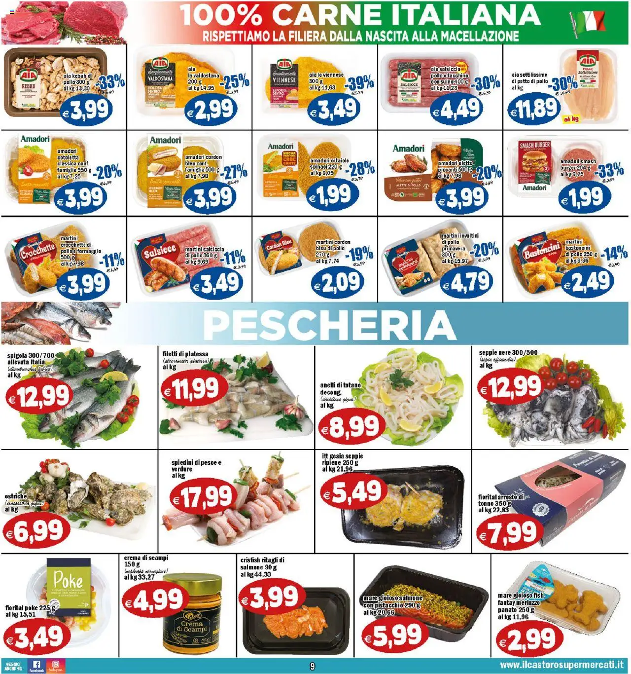 Volantino Il Castoro del 05.09.2025 | Pagina: 9 | Prodotti: Arrosto, Pesce, Spinaci, Totano