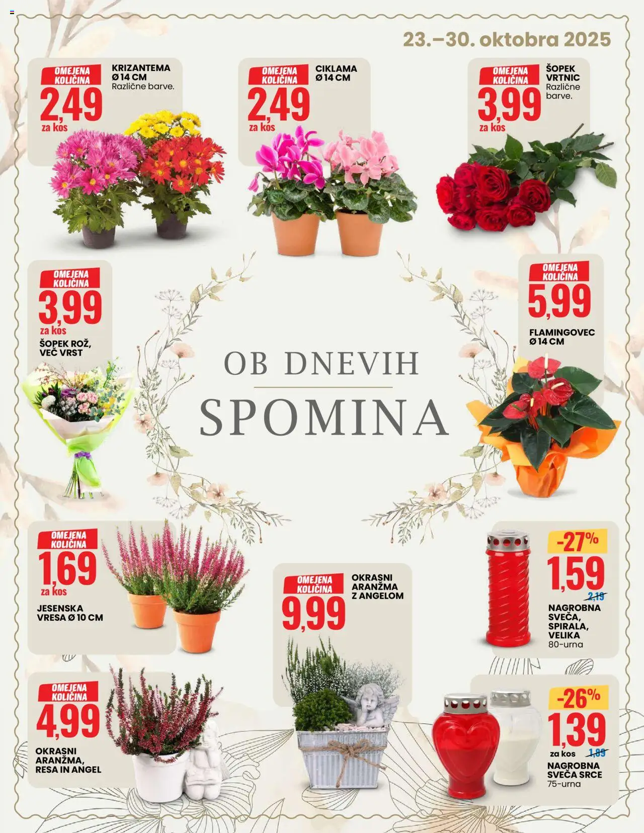 Novi Eurospin katalog ponudbe – veljaven od 23.10.2025 | Stran: 15 | Izdelki: Sveča, Šopek, Kos