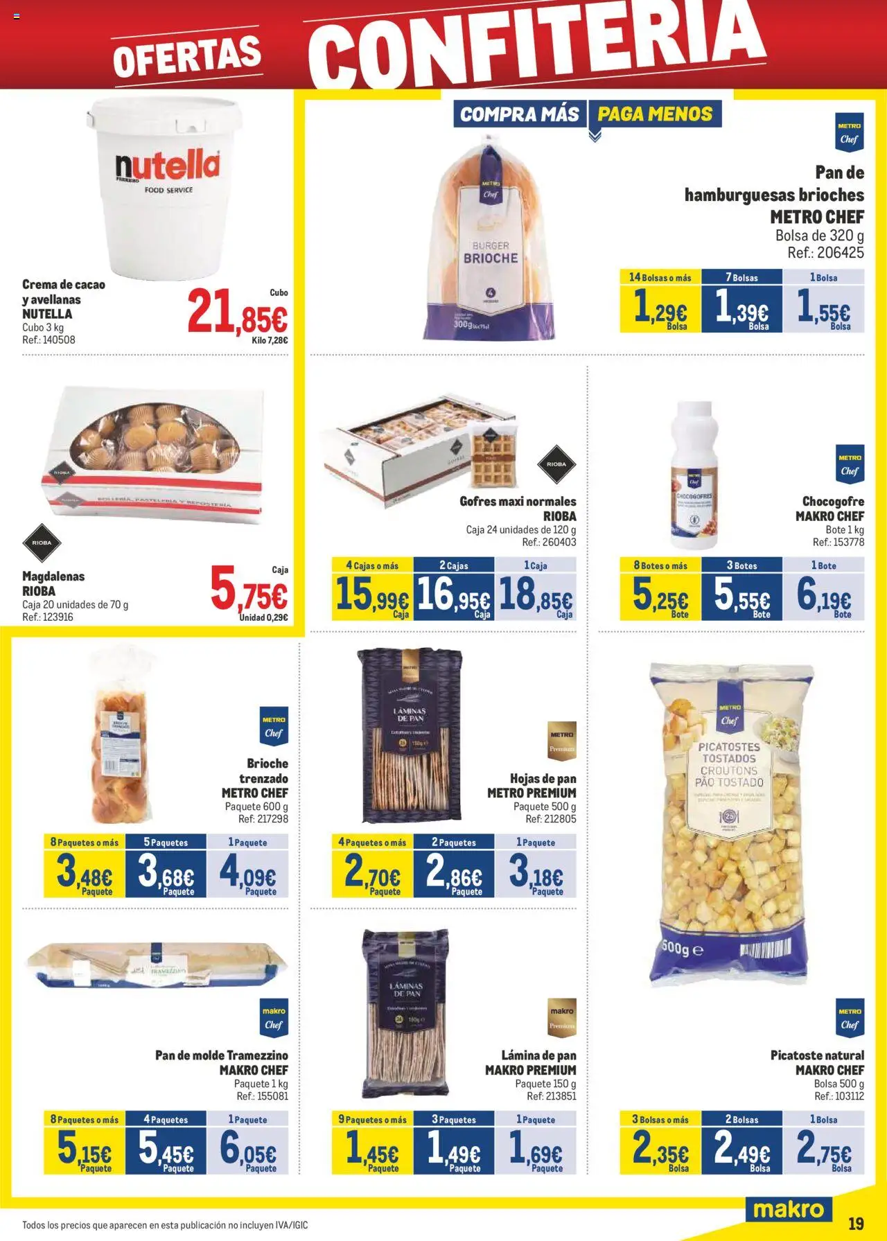Makro - Precios Centro │ válido desde el 04.08.2025 | Página: 19 | Productos: Crema de cacao, Crema, Magdalenas, Φρυγανιές σικάλεως