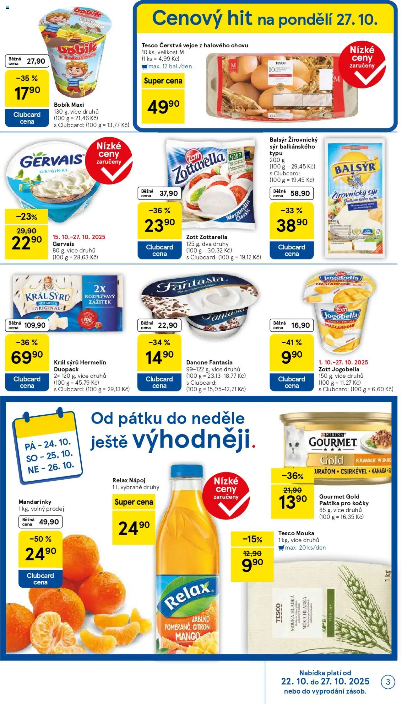 Tesco leták - Hypermarket od 22.10.2025 | Strana: 3 | Produkty: Hladká mouka, Gourmet, Citron, Jogobella