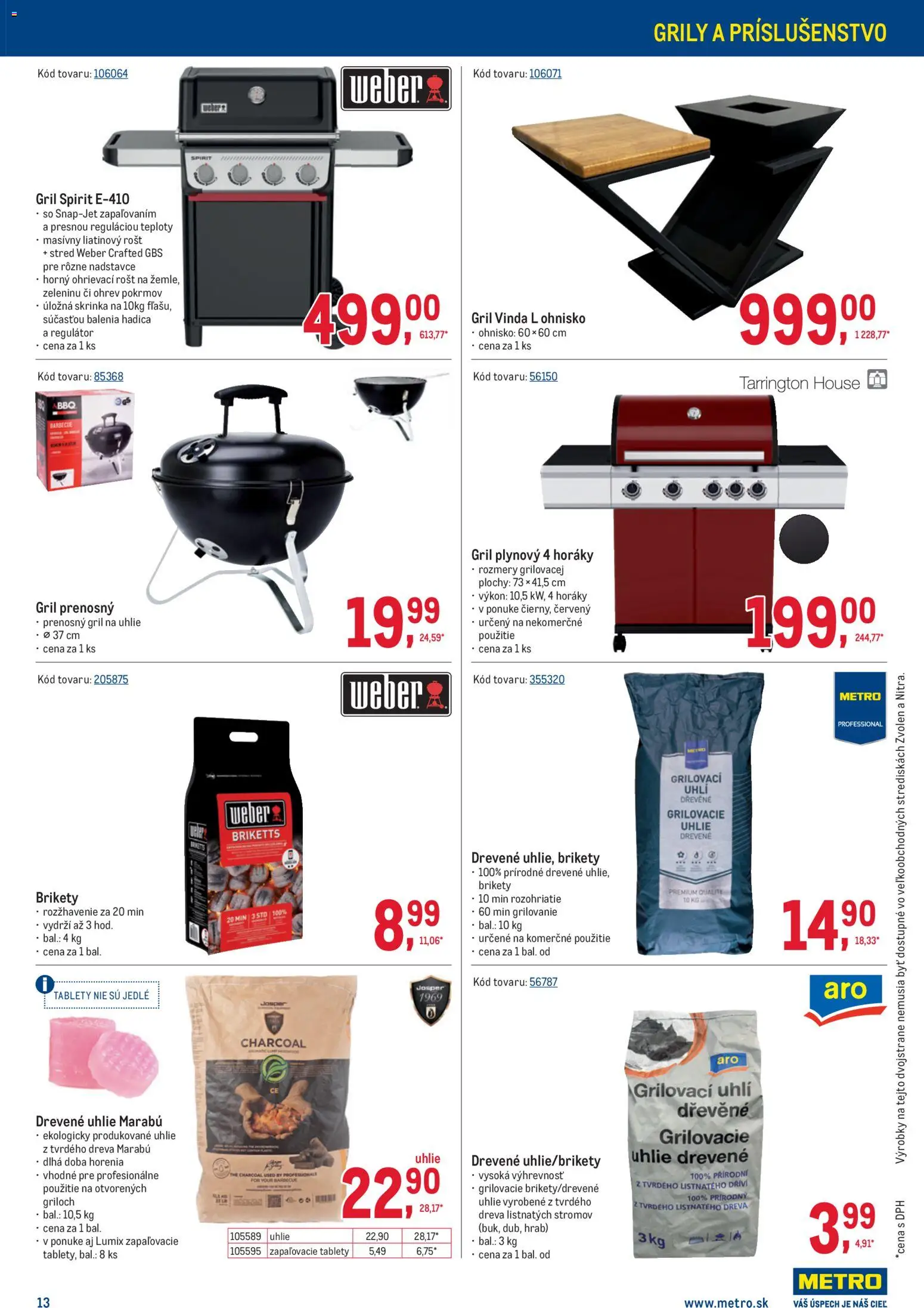 Nové Metro akcie – leták je platný od 11.03.2026 | Strana: 13 | Produkty: Gril, Skrinka, Brikety