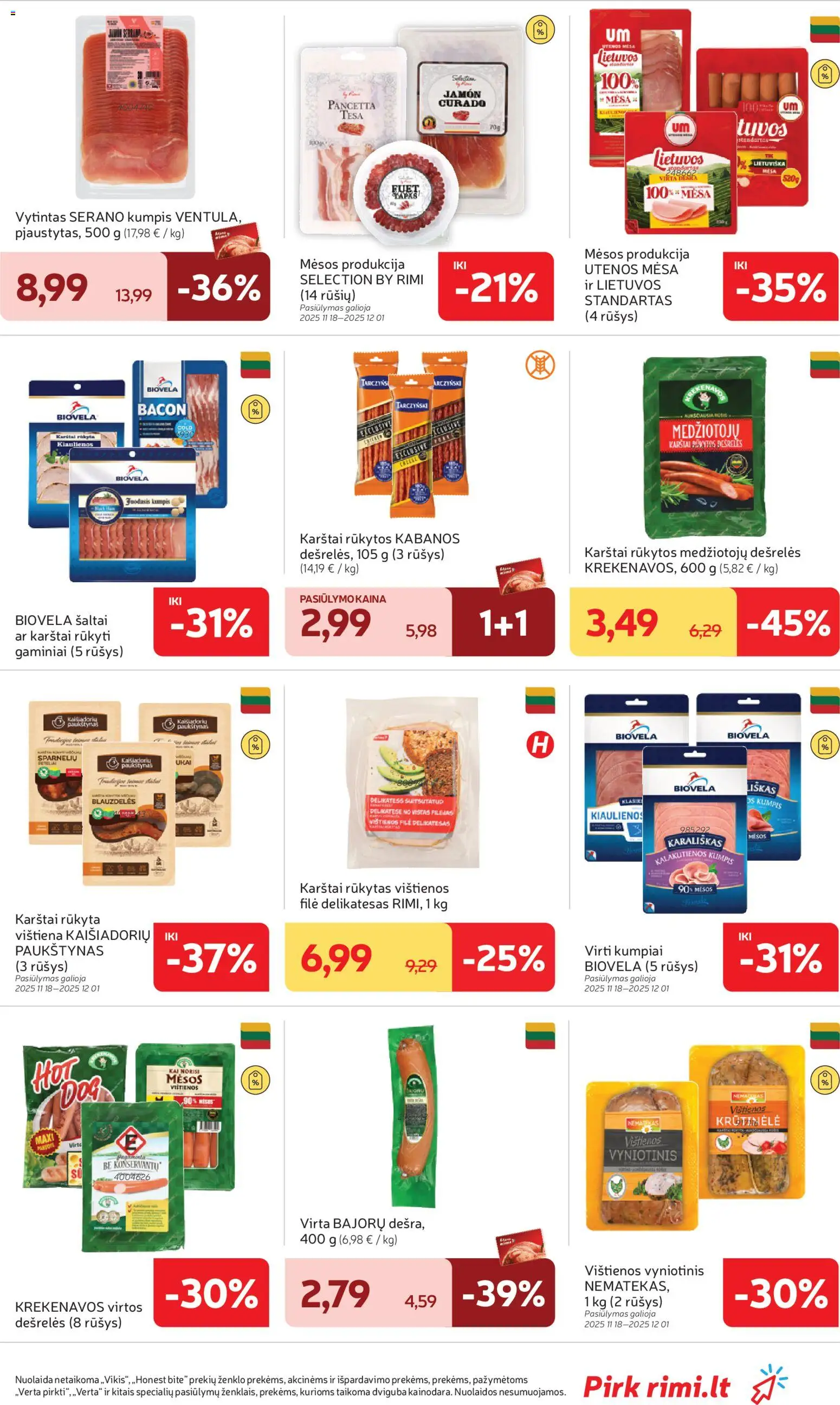 Rimi akcijos nuo 18.11.2025 | Puslapis: 17 | Prekių: Vištienos, Kiaulienos, Kumpis, Vištiena