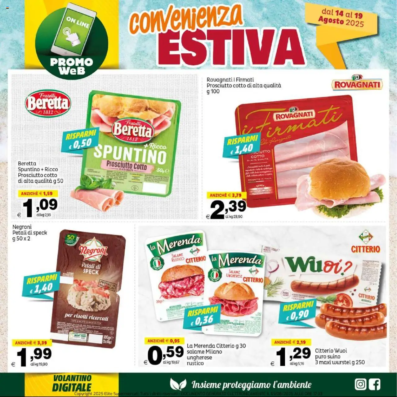 Volantino Elite Supermercati del 14.08.2025 | Pagina: 3 | Prodotti: Cd, Suino, Prosciutto, Wurstel
