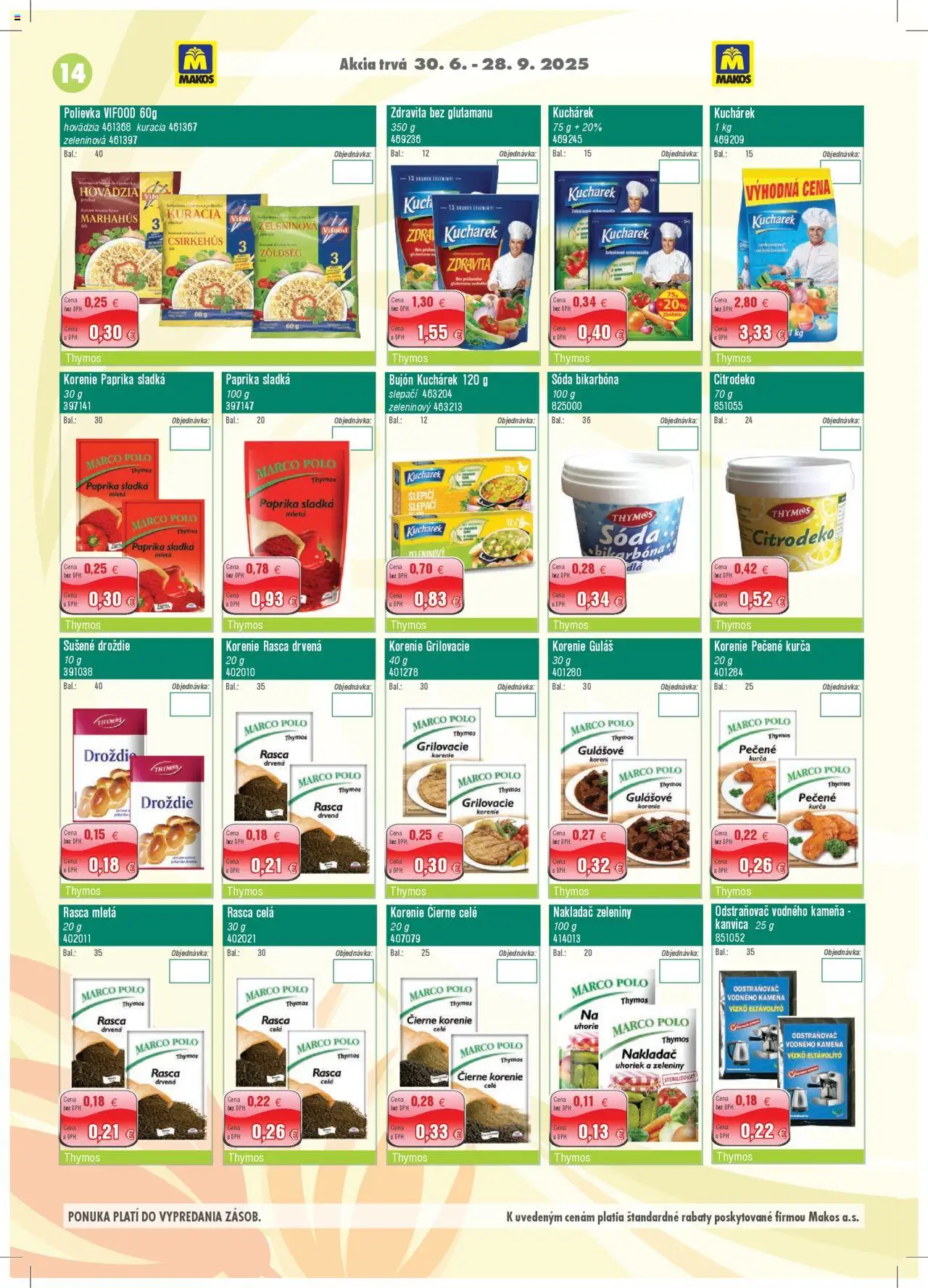Makos leták │ platný od 30.06.2025 | Strana: 14 | Produkty: Kanvica, Paprika, Čierne korenie, Korenie