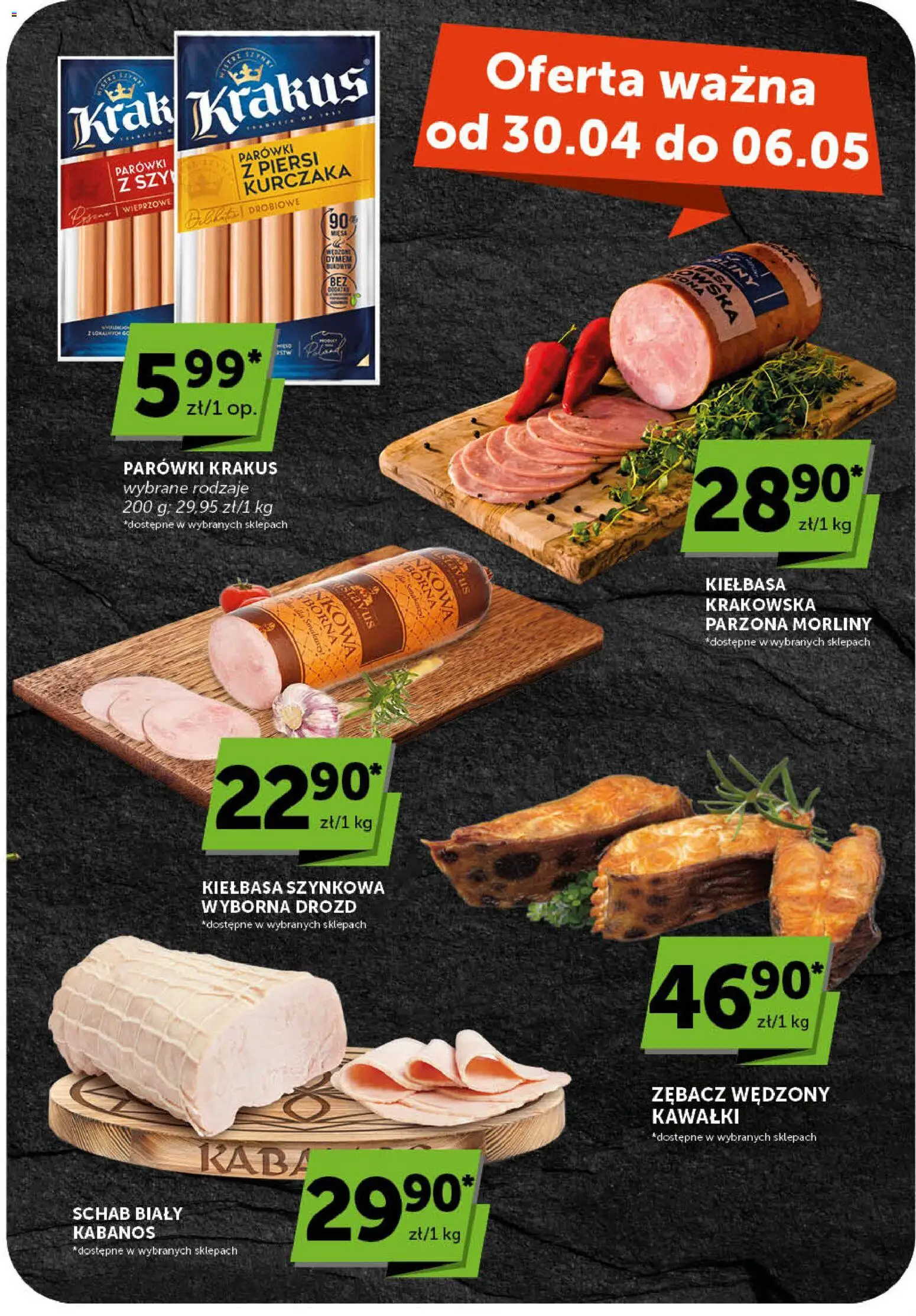 ABC gazetka od 30.04.2026 | Strona: 21 | Produkty: Kiełbasa, Schab, Piersi, Parówki