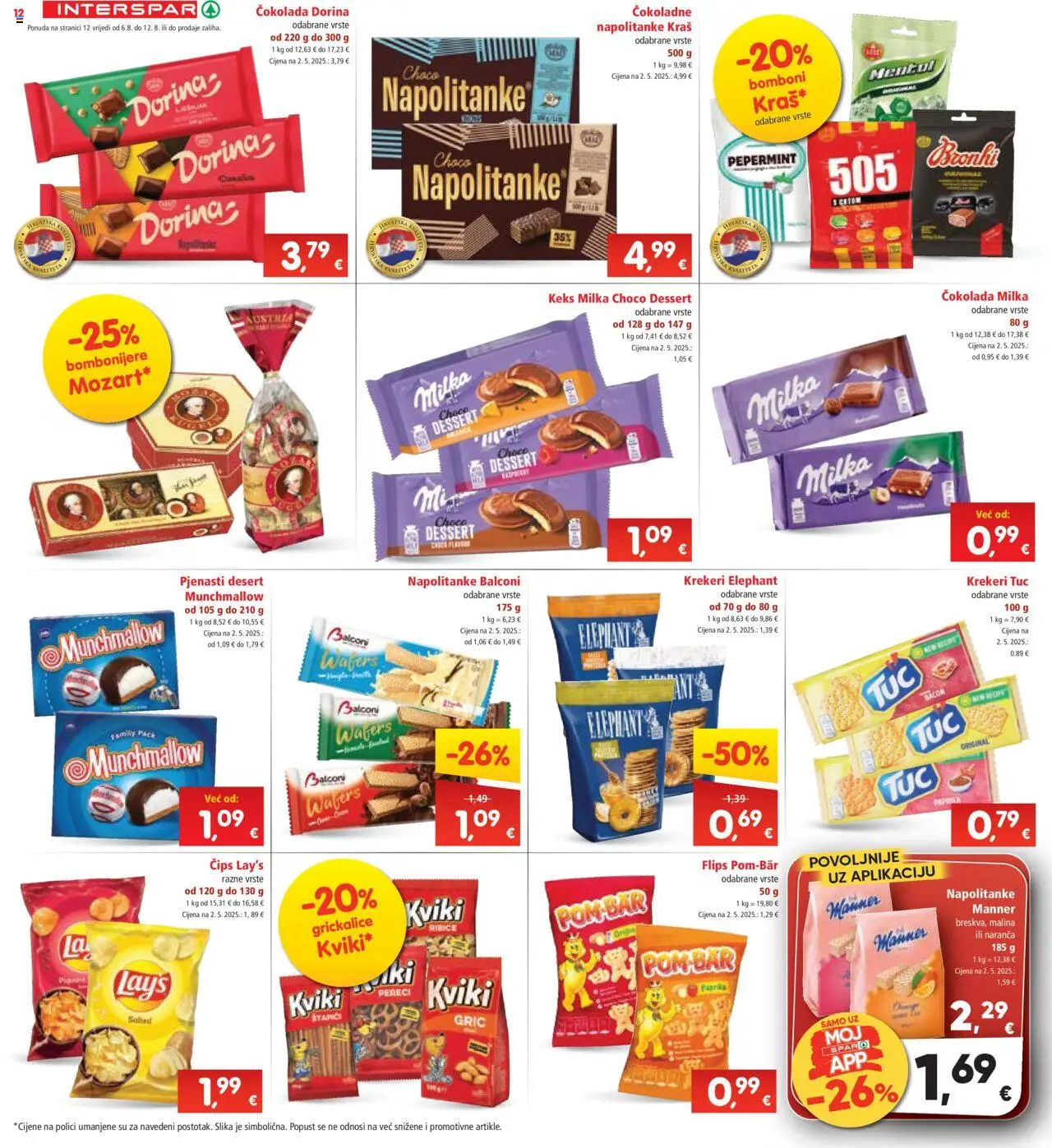 Interspar katalog | vrijedi od 06.08.2025 | Stranica: 12 | Proizvodi: Čokolada, Bomboni, Krekeri, Pereci