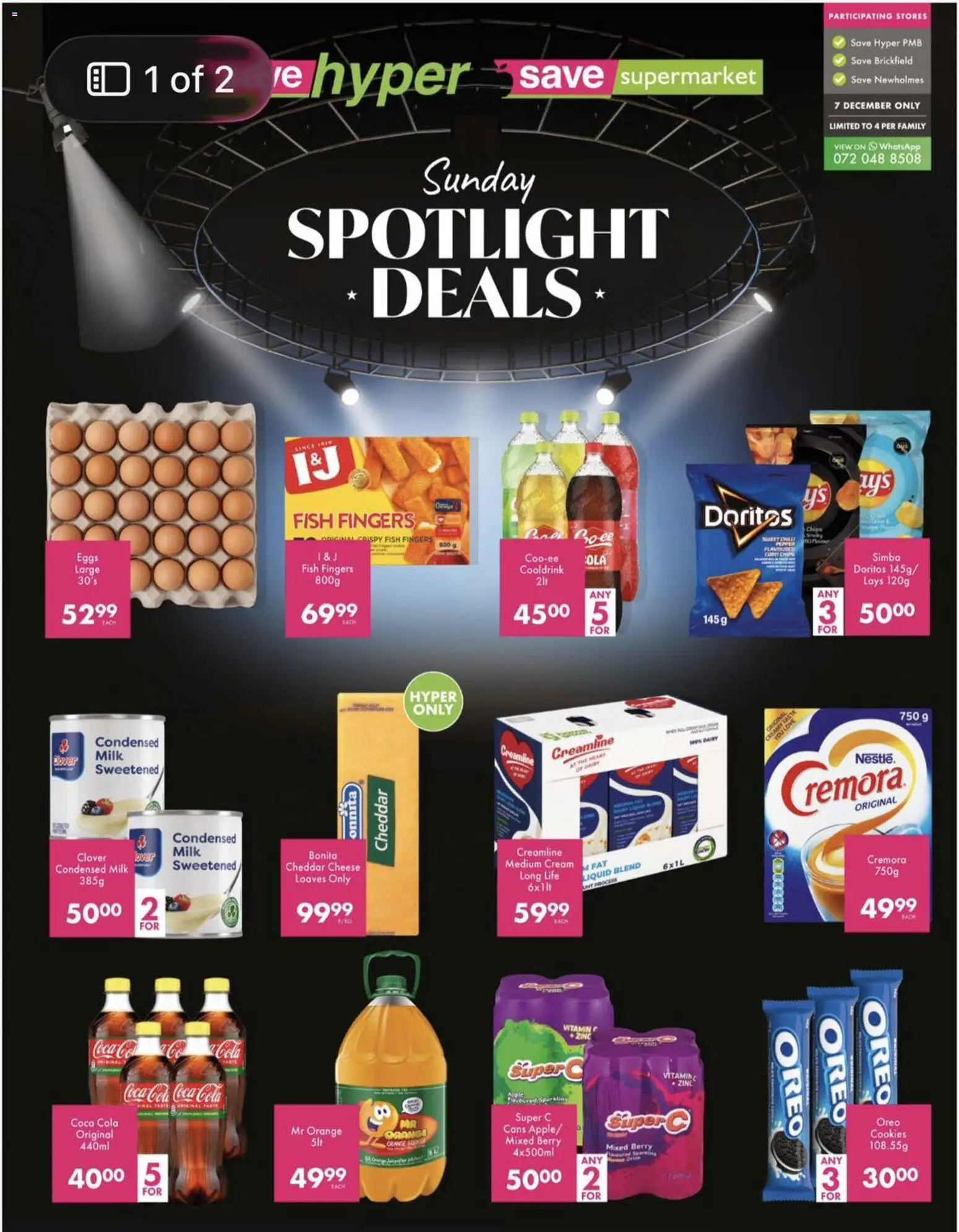 New Save catalogue – valid from 07.12.2025 | Page: 2 | Products: Milk, Eggs, Condensed milk, Cookies