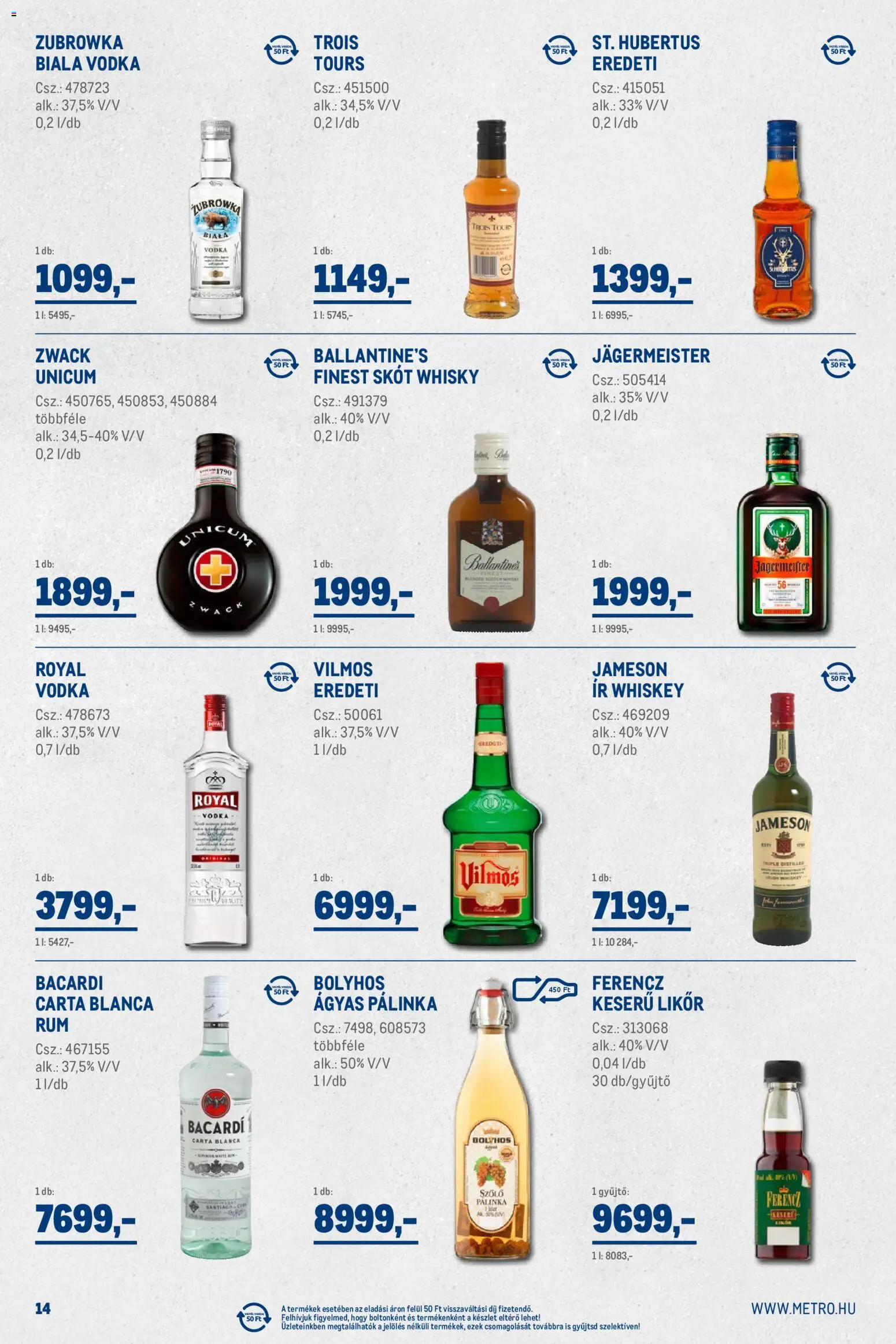 Metro akciós ujság - amely érvényes a következő dátumtól: 02.01.2026 | Oldal: 14 | Termékek: Szőlő, Pálinka, Vodka, Whisky