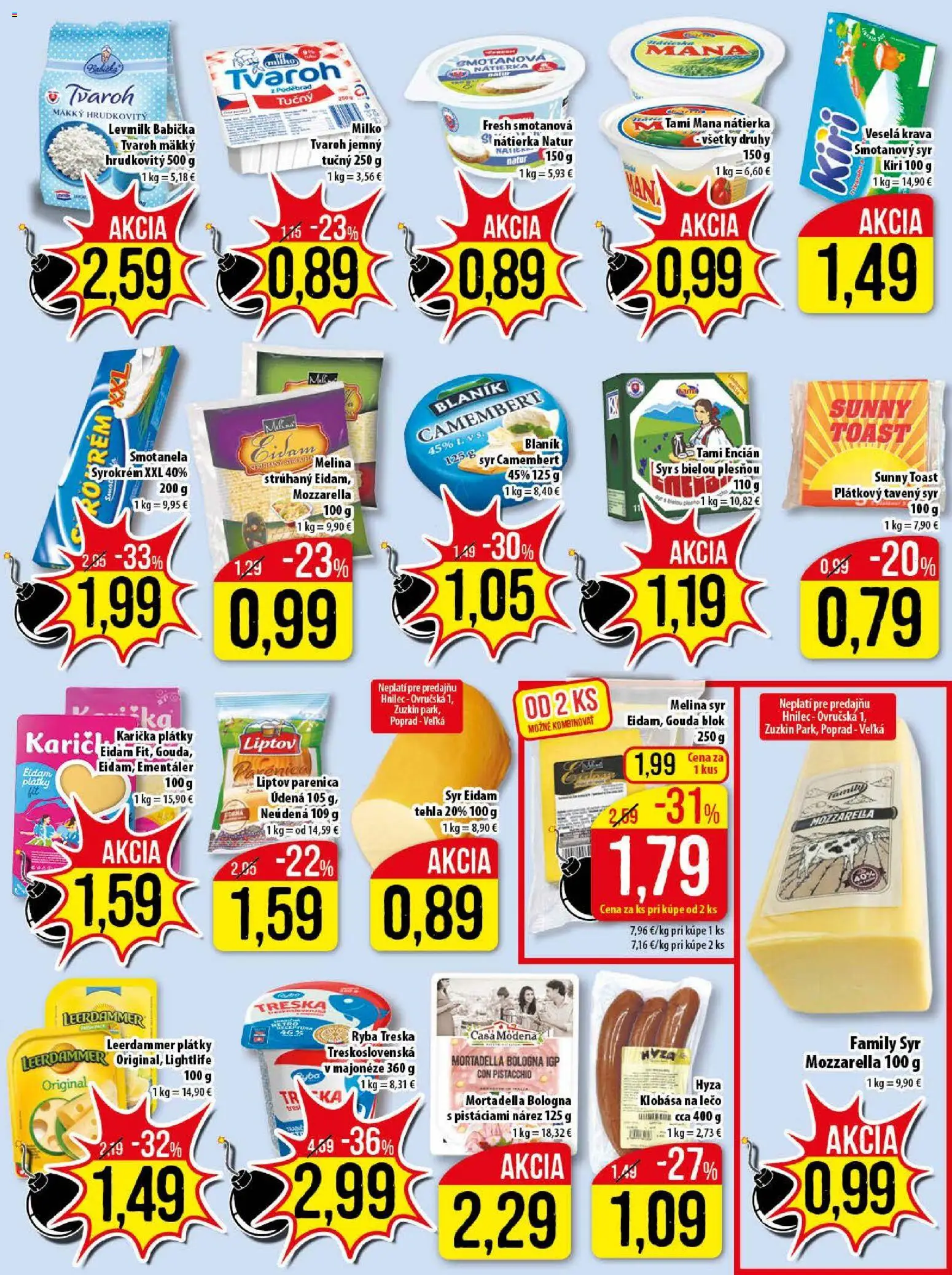 Nové Klas akcie – leták je platný od 23.02.2026 | Strana: 9 | Produkty: Klobása, Gouda, Mozzarella, Ryba