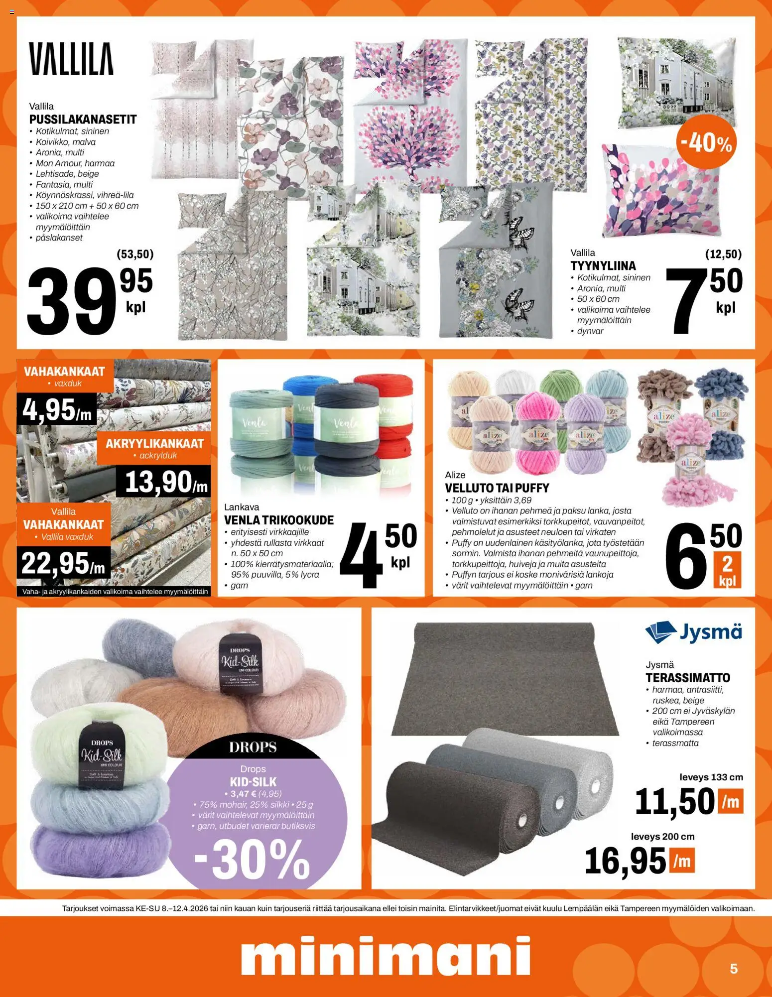 Minimani tarjoukset – voimassa 08.04.2026 alkaen | Sivu: 5 | Tuotteet: Pehmolelut, Tyynyliina