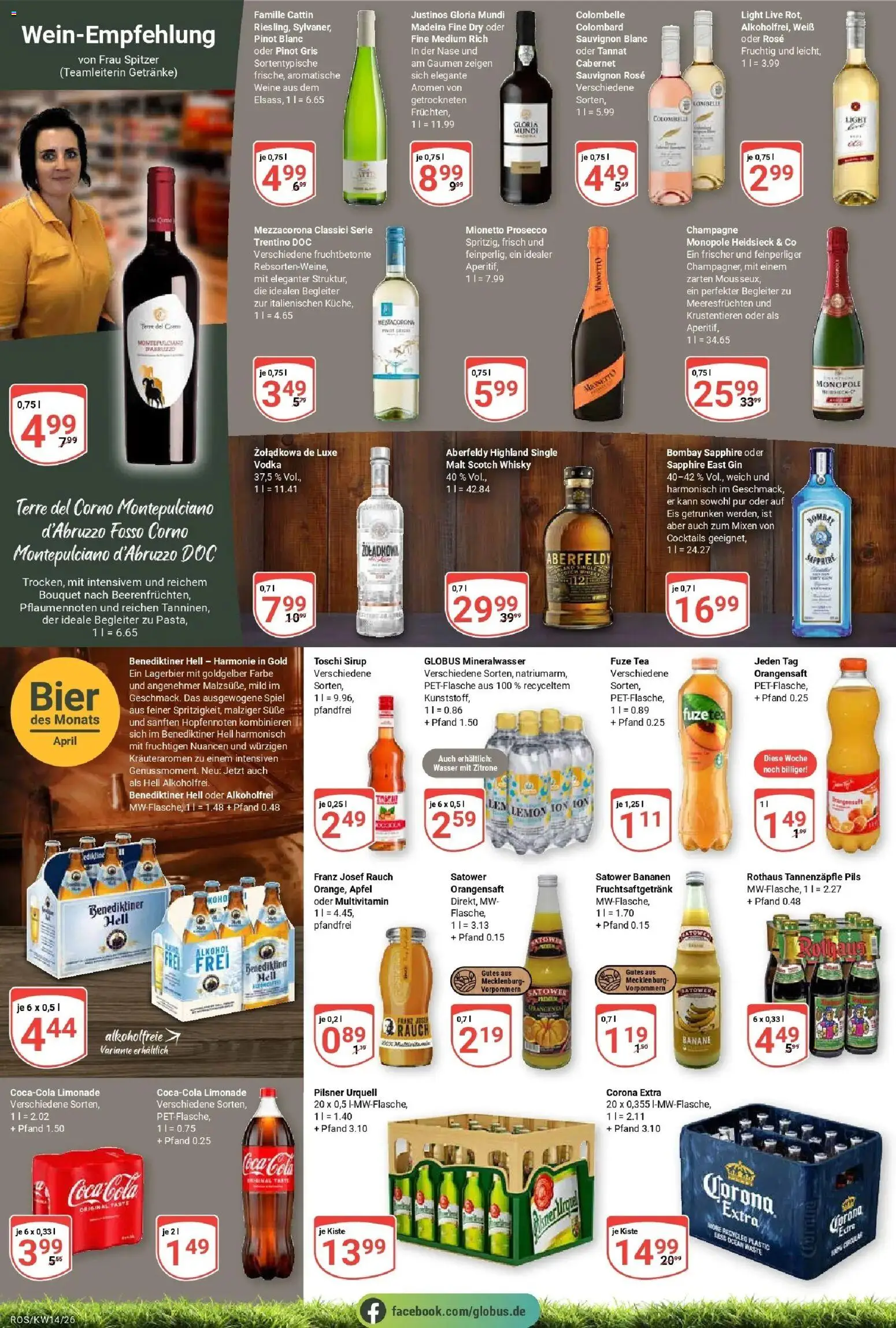 Globus prospekt Lambrechtshagen	 – gültig ab 29.03.2026 | Seite: 18 | Produkte: Fuze tea, Benediktiner hell, Prosecco, Eis