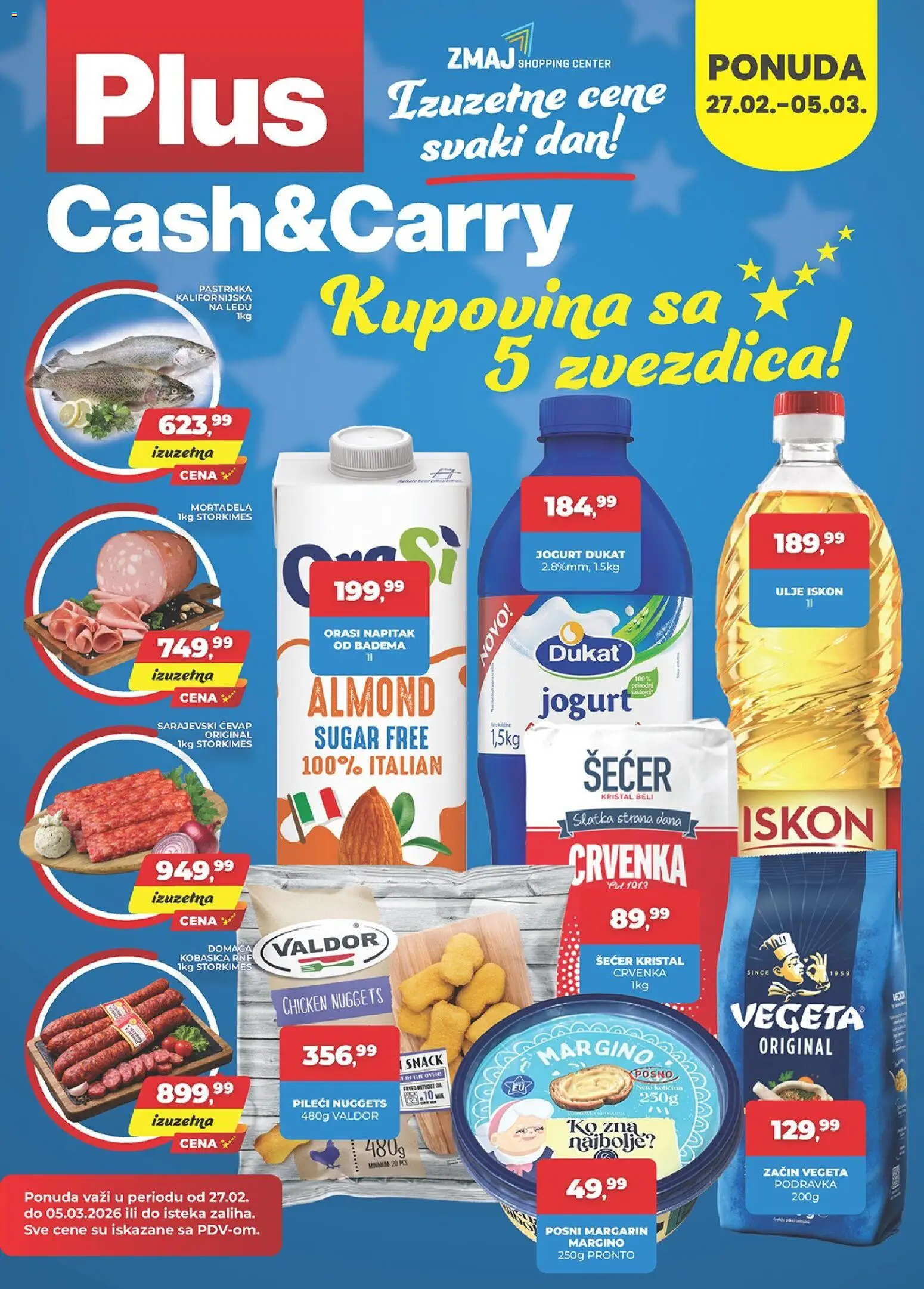 Plus Cash & Carry katalog - važi od 27.02.2026 | Strana: 1 | Proizvode: Šećer kristal, Pastrmka, Šećer, Ulje