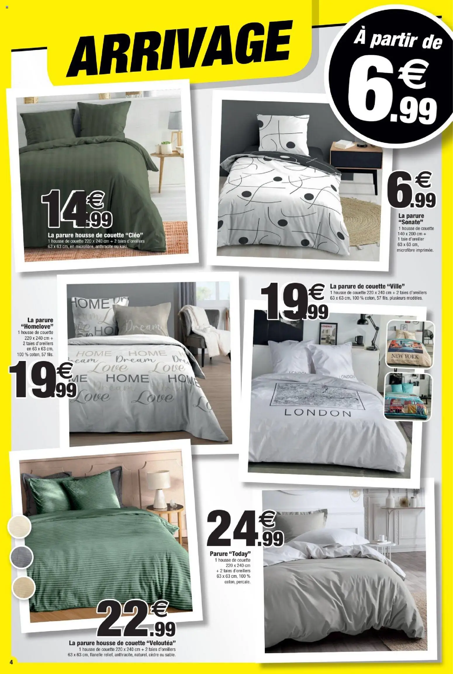 {H1} | Page: 4 | Produits: Taie d'oreiller, Housse de couette, Couette