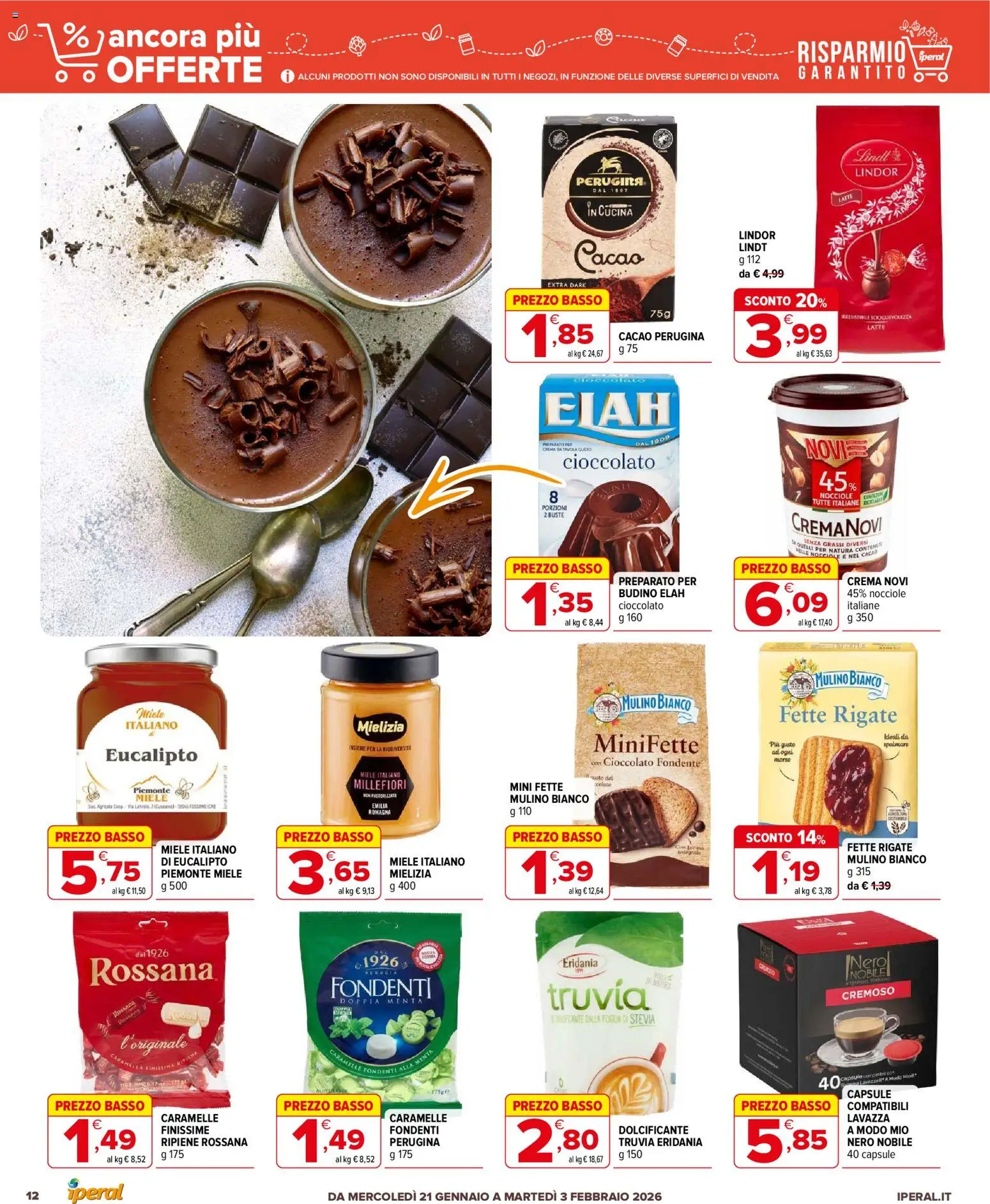 Volantino Iperal del 21.01.2026 | Pagina: 12 | Prodotti: Caramelle, Cacao, Budino, Miele