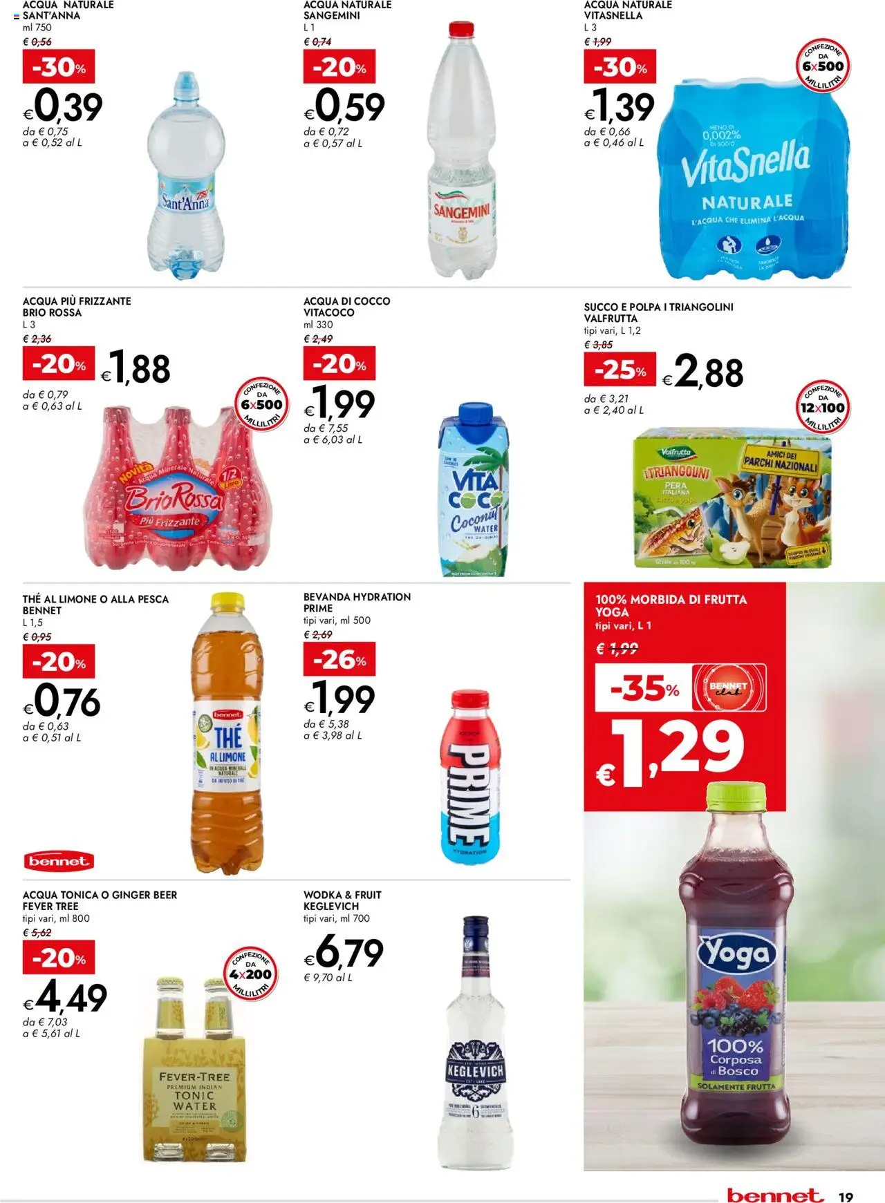 Volantino bennet del 07.08.2025 | Pagina: 19 | Prodotti: Acqua tonica, Limone, Pesca, Acqua naturale