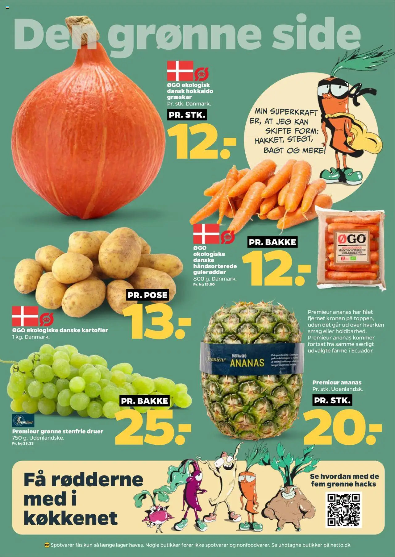 Netto tilbudsavis – gyldig fra 11.10.2025 | Side: 5 | Produkter: Græskar, Ananas, Gulerødder, Kartofler