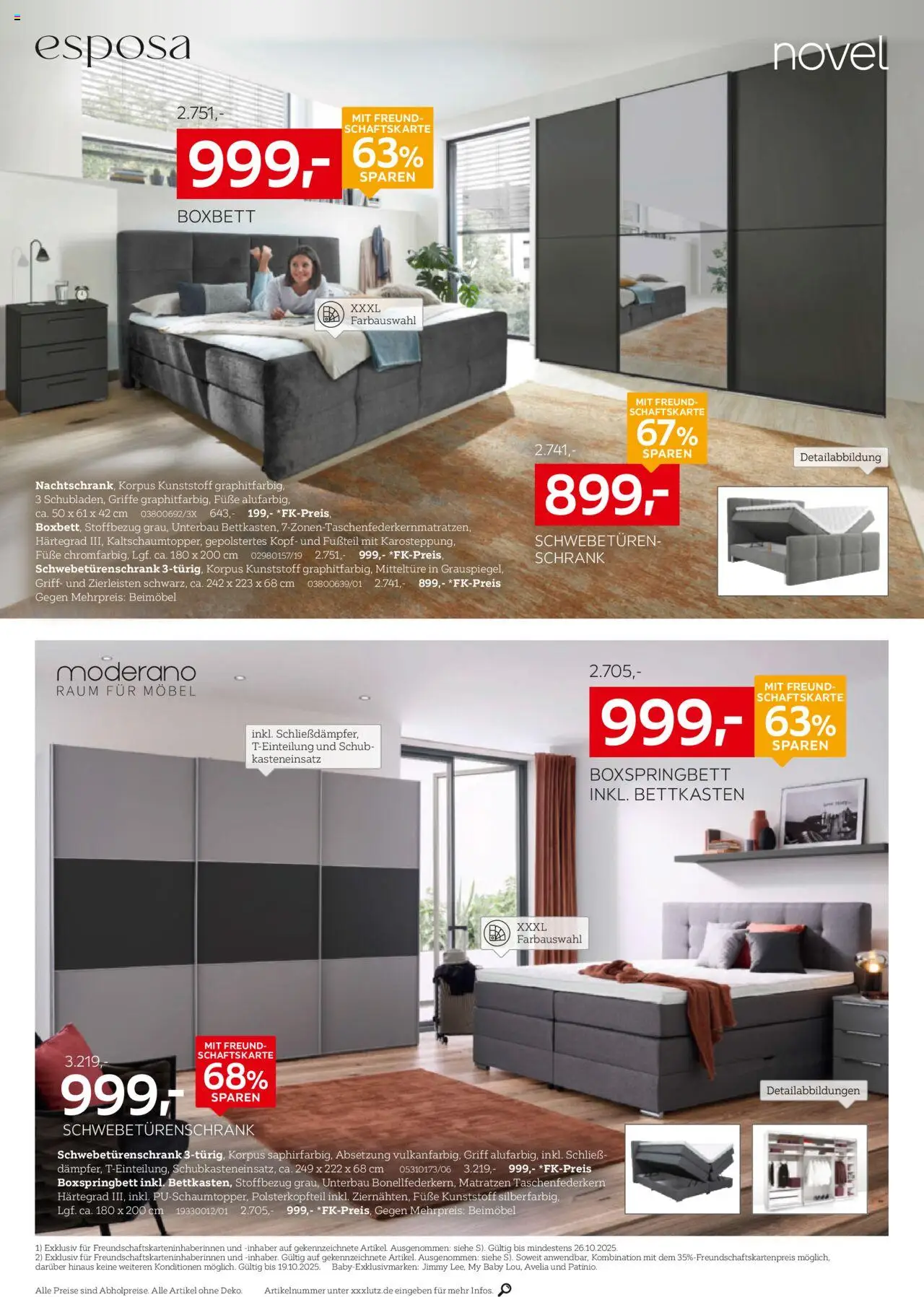 XXXL Lutz Schlafen Spezial – gültig ab 12.10.2025 | Seite: 2 | Produkte: Schwebetürenschrank, Boxspringbett, Schrank