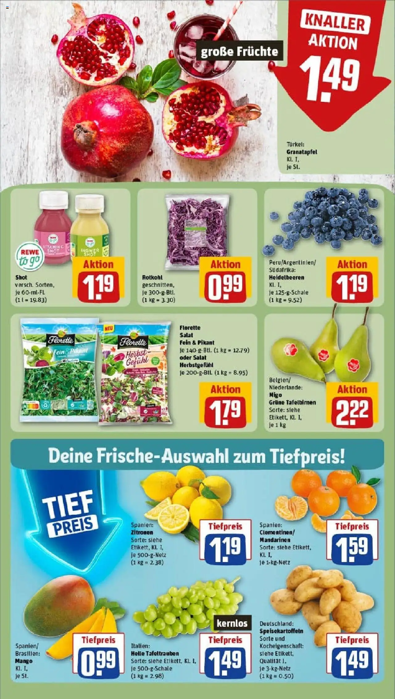 Rewe prospekt Köln / Lövenich	 – gültig ab 19.10.2025 | Seite: 8 | Produkte: Rotkohl, Heidelbeeren, Mango, Salat
