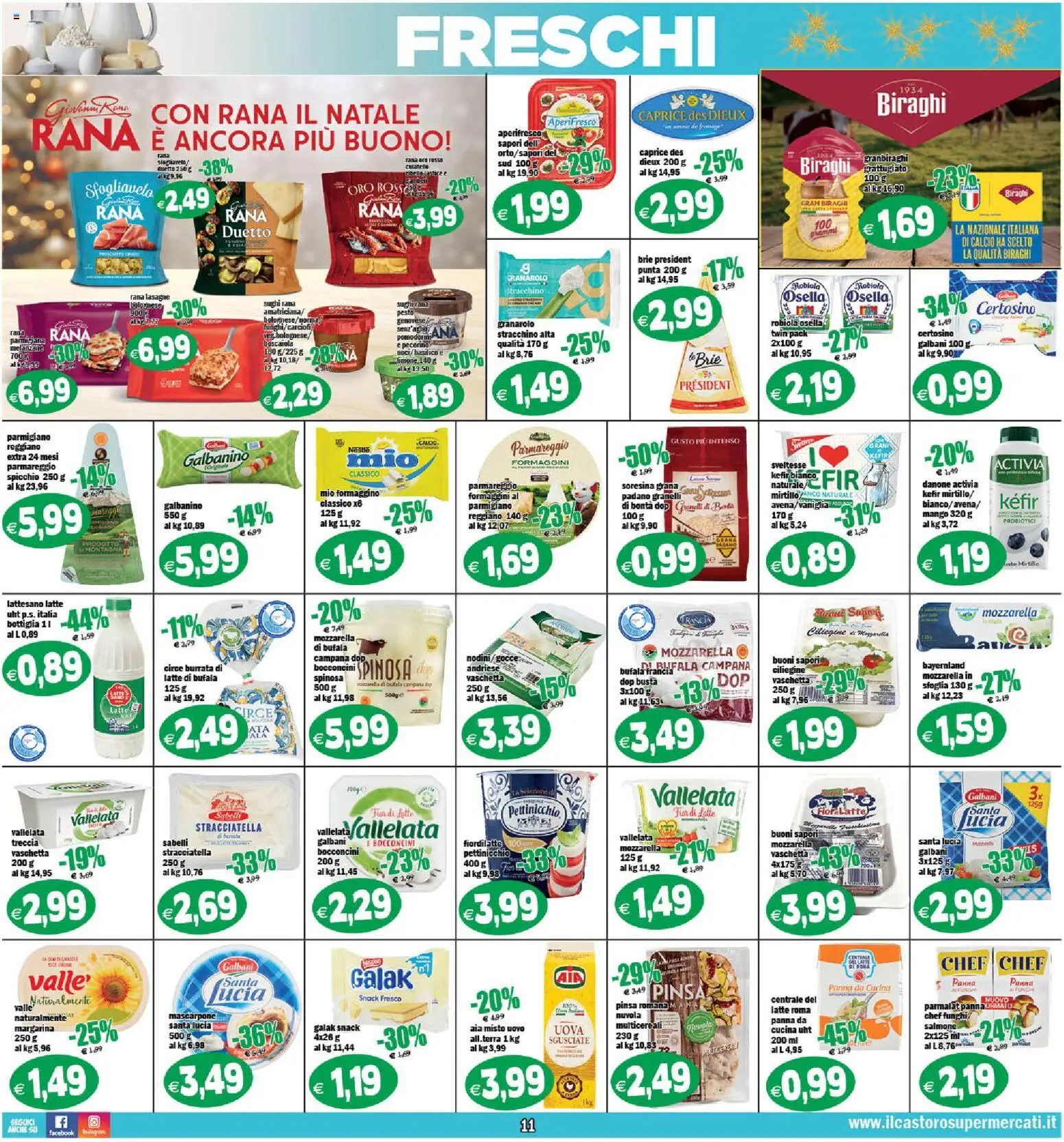 Volantino Il Castoro del 16.12.2025 | Pagina: 11 | Prodotti: Uova, Mozzarella, Margarina, Burrata