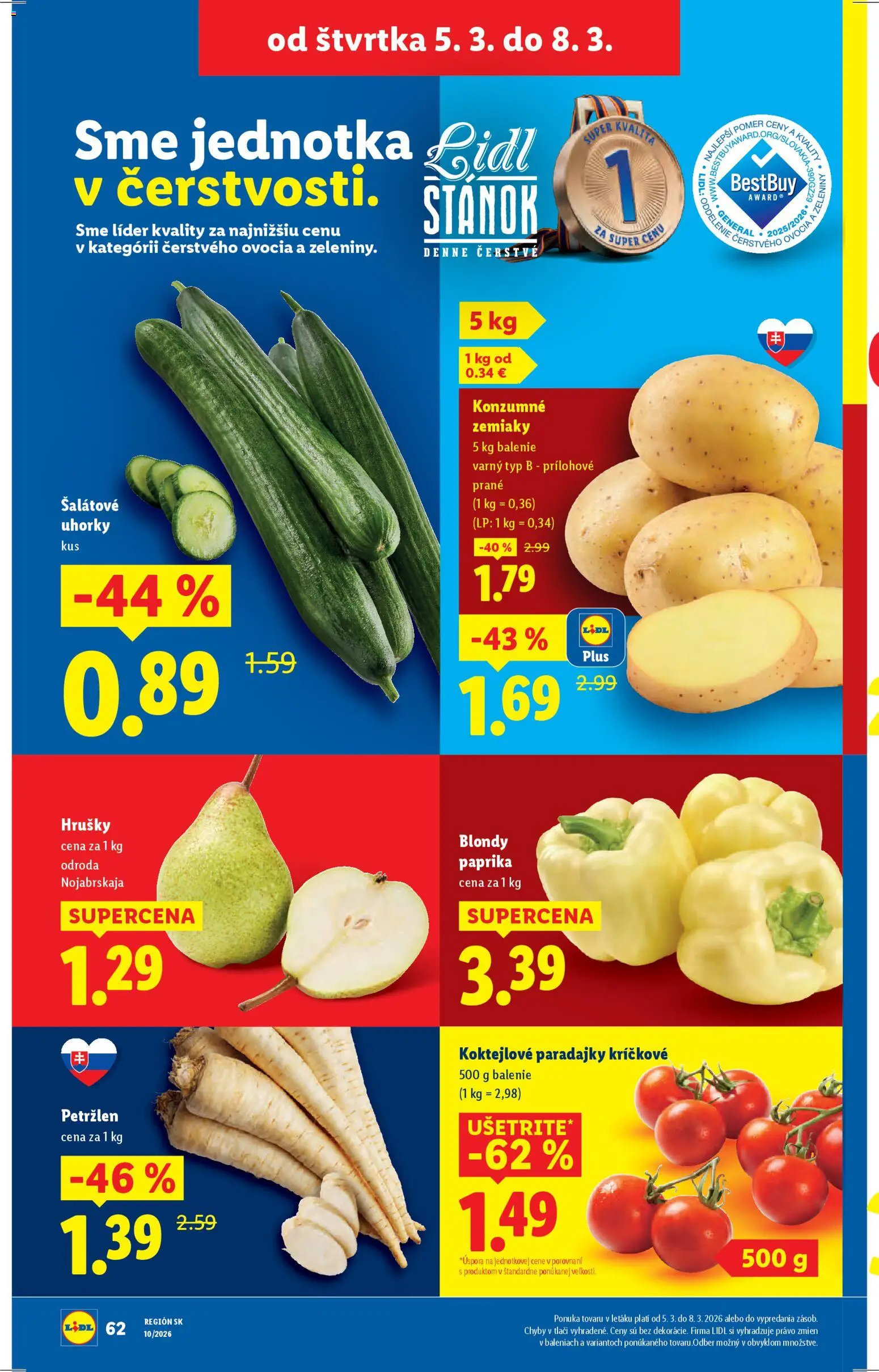 Nové Lidl akcie – leták je platný od 02.03.2026 | Strana: 82 | Produkty: Paprika, Paradajky, Zemiaky, Uhorky