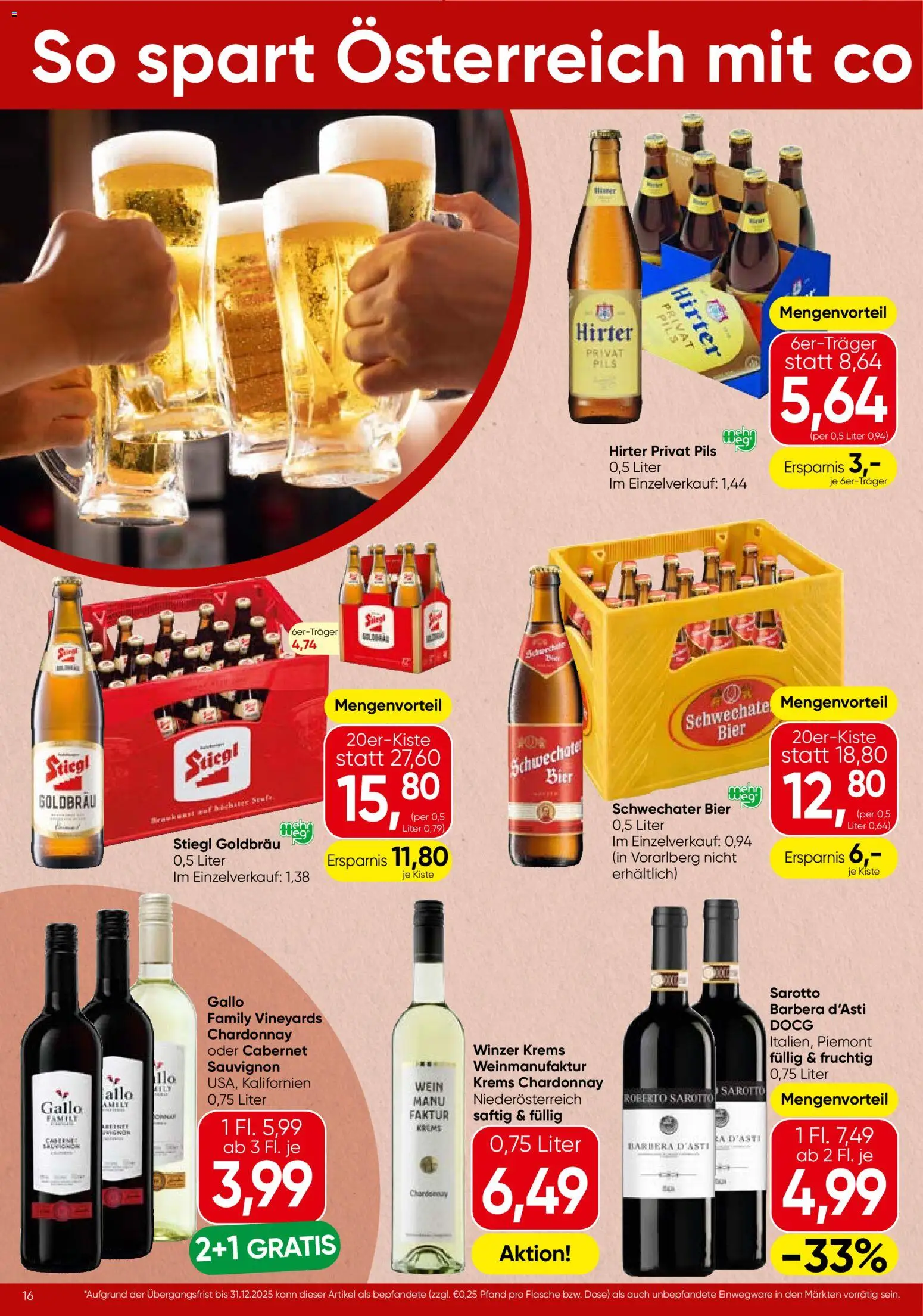Spar Flugblatt - Steiermark gültig ab 06.11.2025 | Seite: 16 | Produkte: Wein, Bier