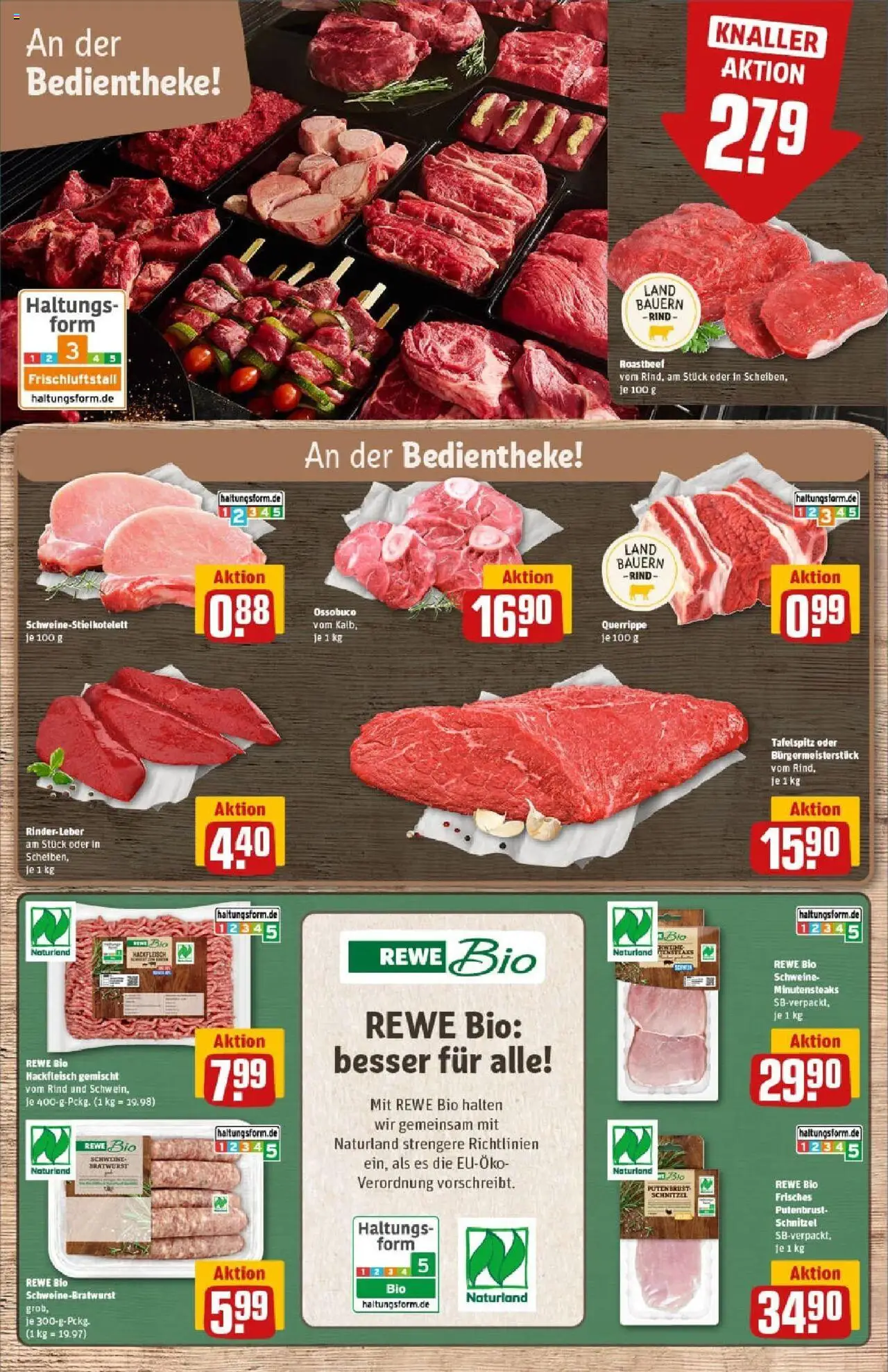 Rewe prospekt Zell Unter Aichelberg	 – gültig ab 06.10.2025 | Seite: 9 | Produkte: Bratwurst, Schnitzel, Roastbeef, Hackfleisch