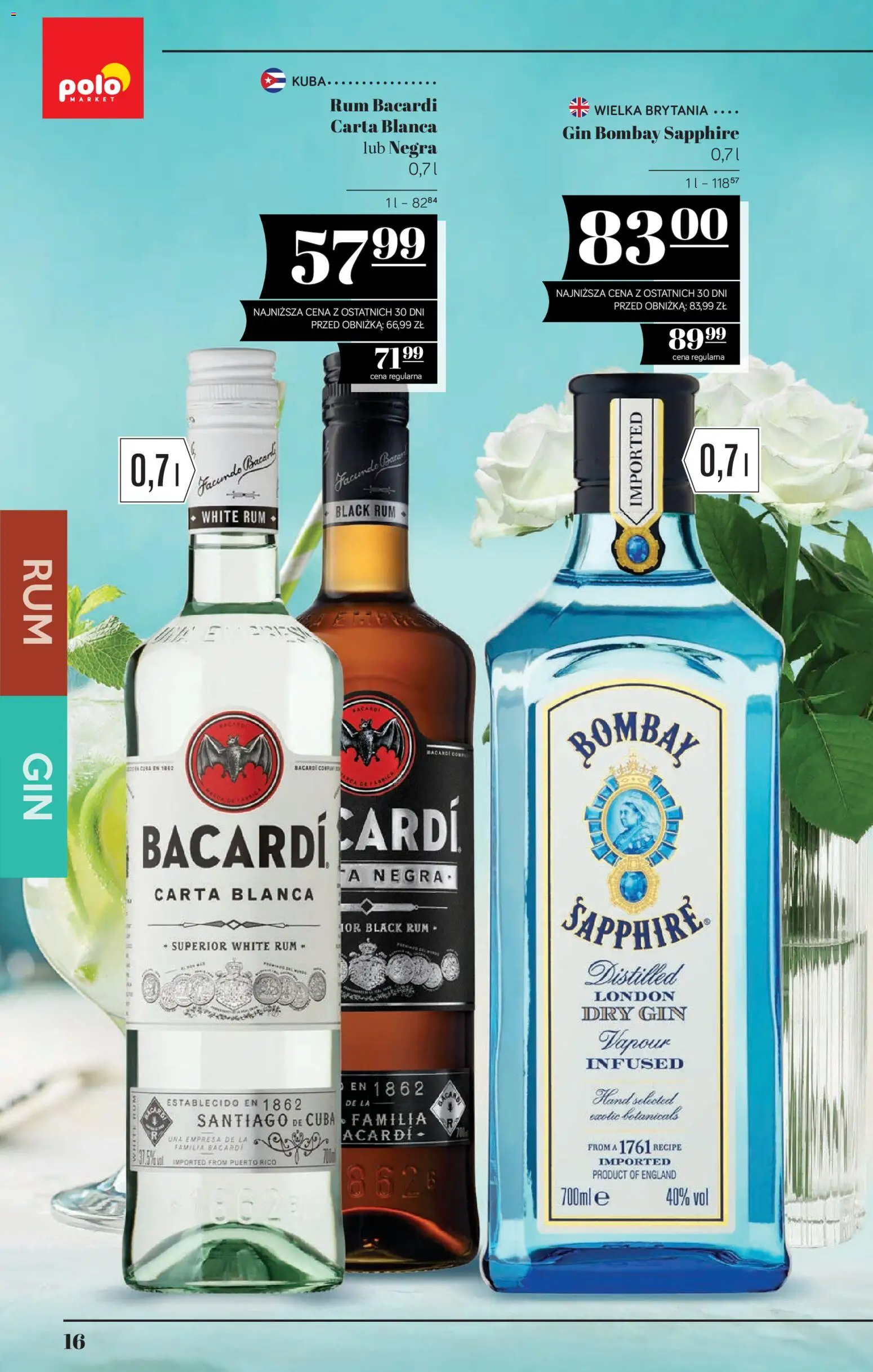 POLOmarket katalog - Alkoholi od 05.03.2026 | Strona: 16 | Produkty: Gin Bombay, Rum Bacardi, Rum, Gin