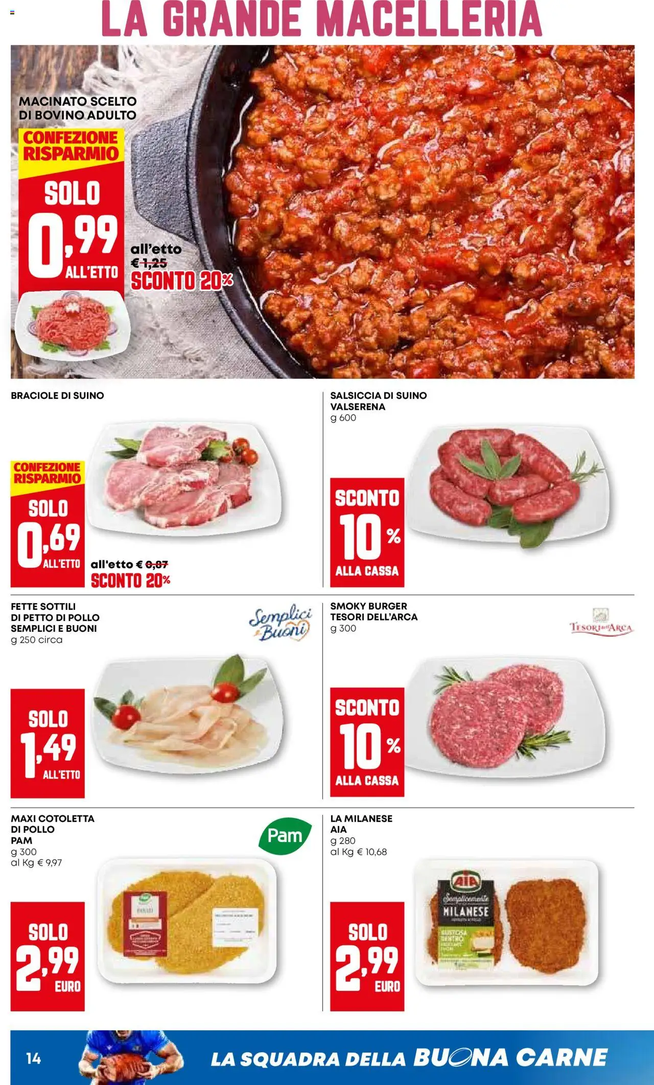 Volantino PAM del 09.10.2025 | Pagina: 14 | Prodotti: Bovino, Pollo, Suino, Salsiccia