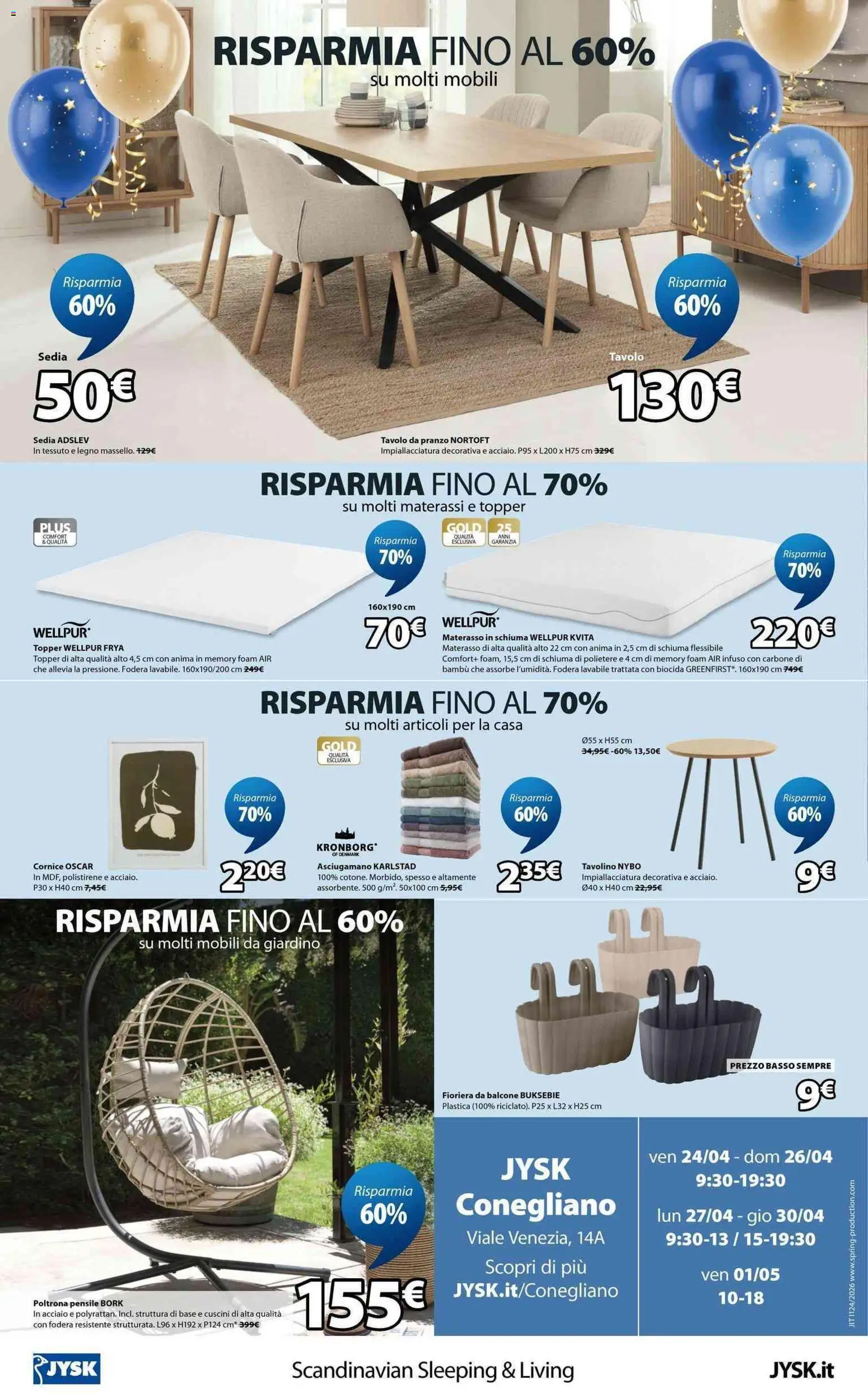 Volantino JYSK del 24.04.2026 | Pagina: 16 | Prodotti: Asciugamano, Poltrona, Tavolo, Sedia