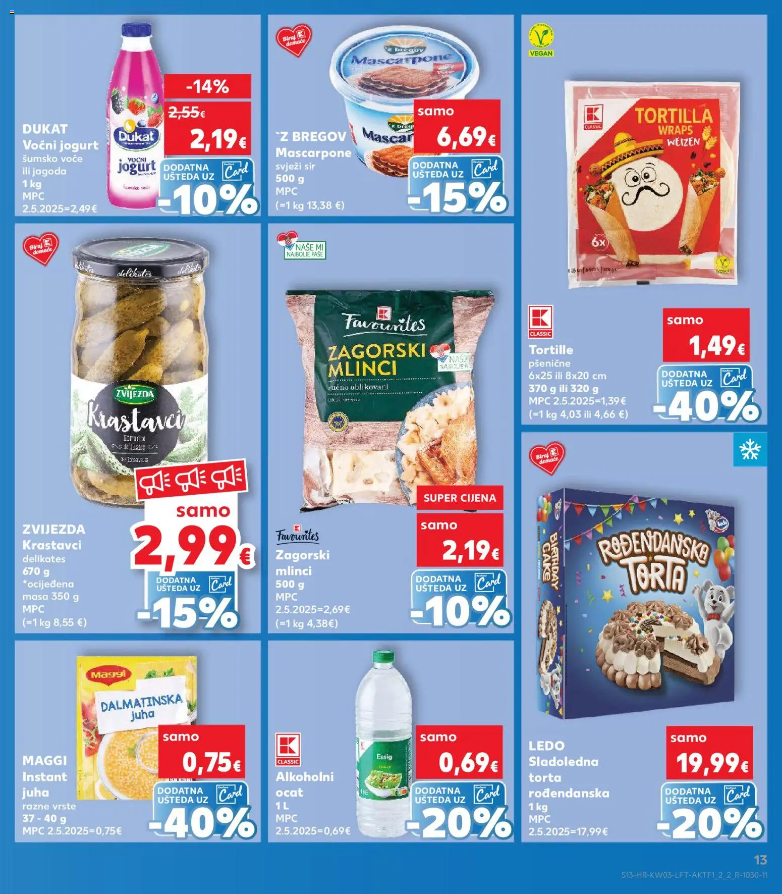 Kaufland katalog | vrijedi od 14.01.2026 | Stranica: 13 | Proizvodi: Alkoholni ocat, Sir, Voćni jogurt, Juha